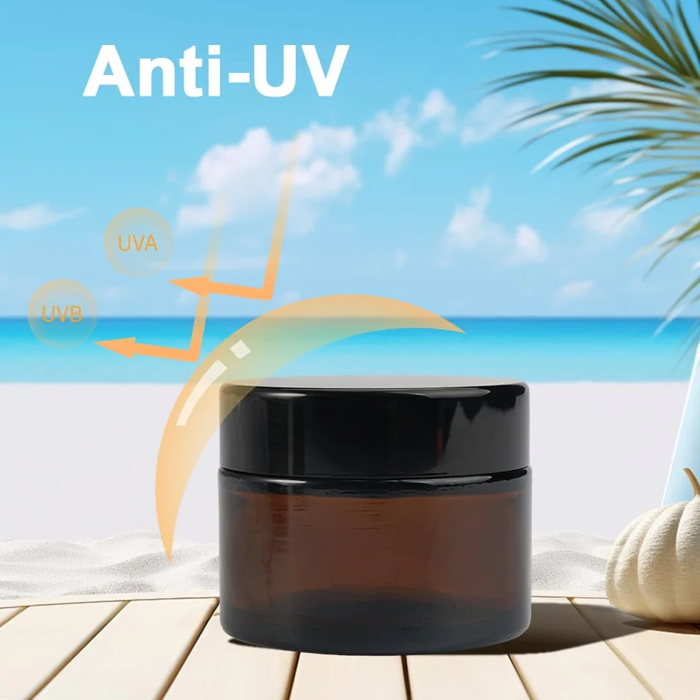 Bursztynowe szklane słoiki na krem 50 ml 6 sztuk odporne na UV