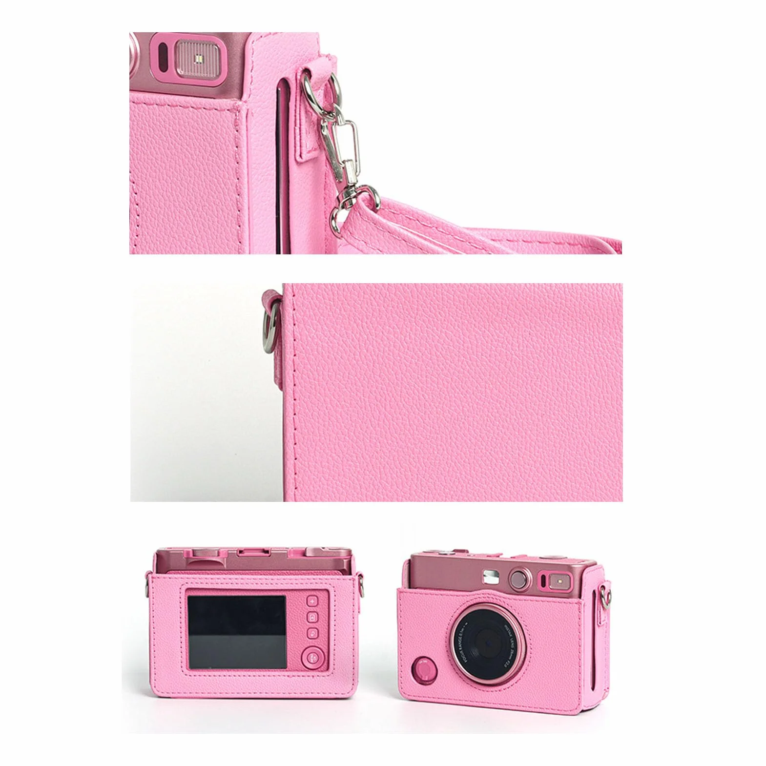 Elprico Etui Mini EVO, Skórzane Etui Ochronne z PU w ​​stylu Vintage do Aparatu Natychmiastowego Fuji Mini EVO ze Zdejmowanym, Regulowanym Paskiem na ramię
