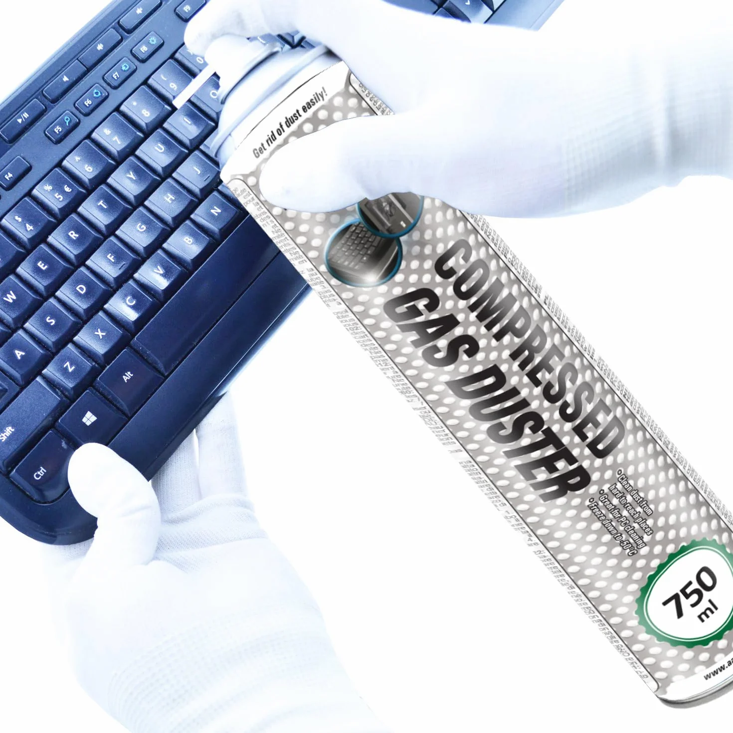 AABCOOLING Sprężone Powietrze 750ml - Sprężony Gaz do Klawiatury, Laptopa, Sprzętu Biurowego, PC, Powietrze do Wyposażenia Komputerowego, Puszka, Spray do Czyszczenia Komputera