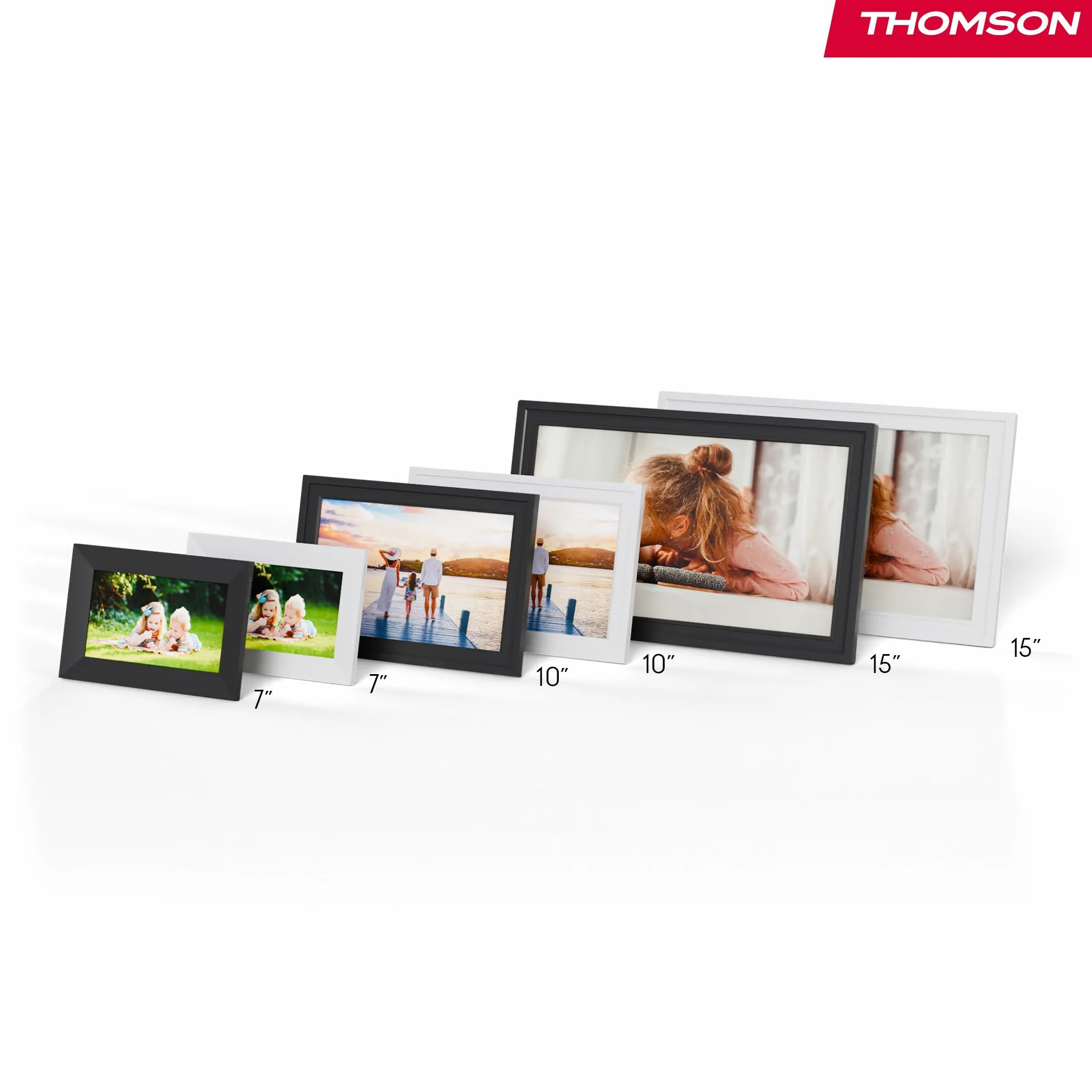 Thomson Cyfrowa Ramka na Zdjęcia 10 Cali, Ekran IPS, Ekran Dotykowy HD, WLAN, Bezpośrednie Udostępnianie przez App, Funkcje Smart, Elektroniczna Ramka na Zdjęcia z Pamięcią 32 GB, Automatyczny Obrót