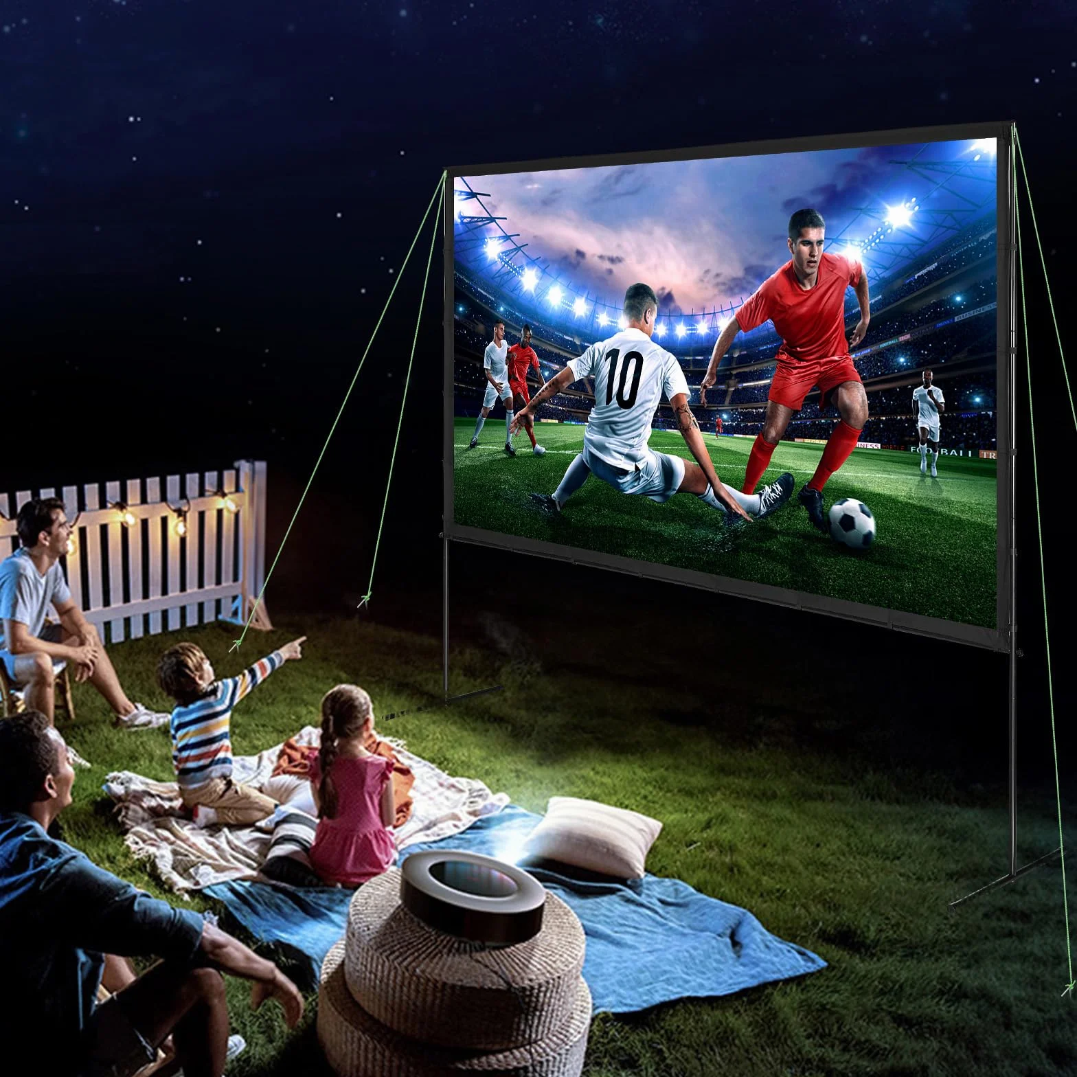 VEVOR Ekran projektora ze stojakiem, 304.8 cm 16:9 4K 1080 HD, zewnętrzny ekran filmowy ze stojakiem, bez zagnieceń, ekran projekcyjny z nóżkami barowymi i torbą do przenoszenia, do kina domowego, na