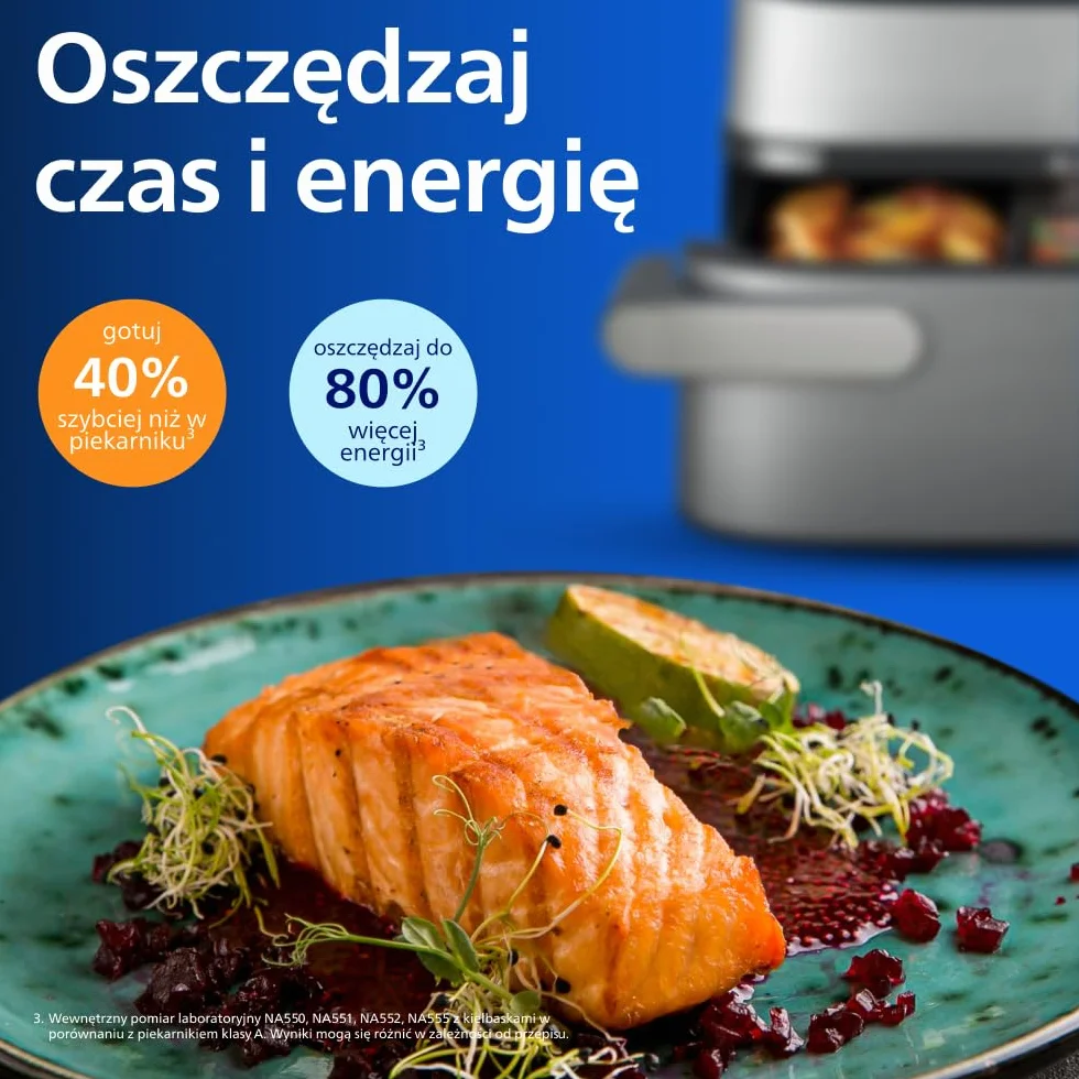Philips Airfryer Ovi serii 5000 Megabasket Steamfry 9,5 l RapidAir czyszczenie parą NA565/00