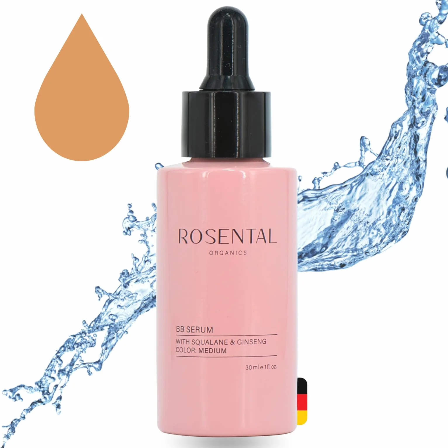 ROSENTAL ORGANICS BB Serum (30ml) - 2-w-1 Makijaż & Pielęgnacja Skóry Skwalan, Aloe Vera & Żeń-szeń - Tonowane Serum do Twarzy - Nawilżająca Pielęgnacja Twarzy - Nowa Formuła (Średnia)