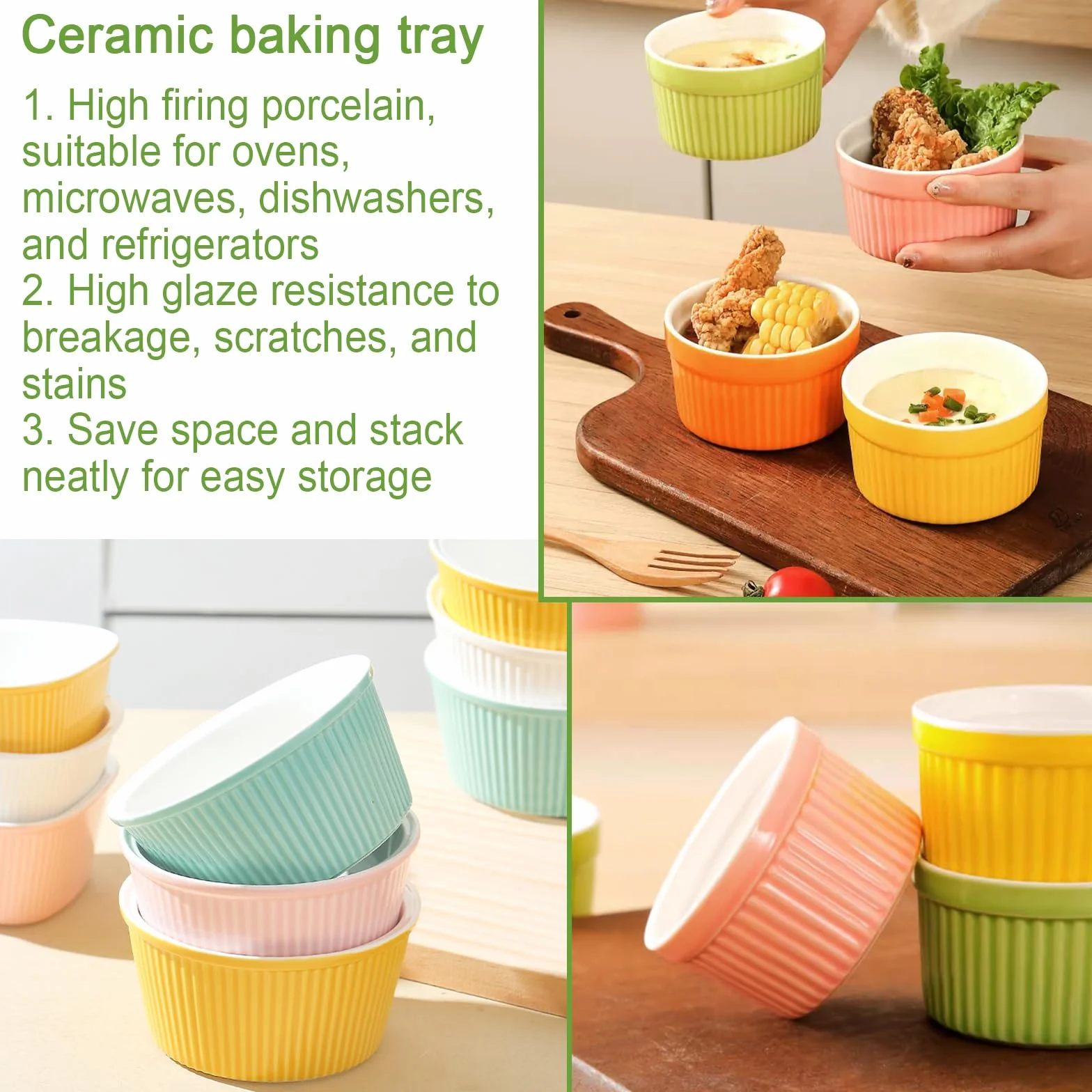 Foremki do sufletów ceramiczne 200 ml do pieczenia Crème Brulée, muffinów i ciast