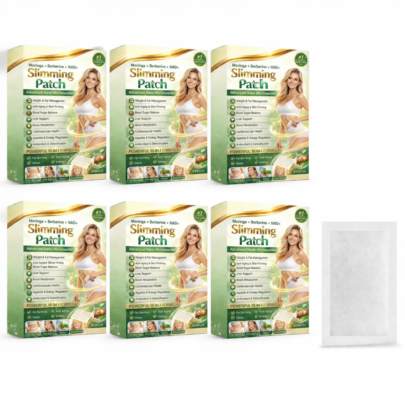 Plaster wyszczuplający brzuch Moringa 10 w 1, plaster wyszczuplający z naturalnymi składnikami, dla kobiet i mężczyzn