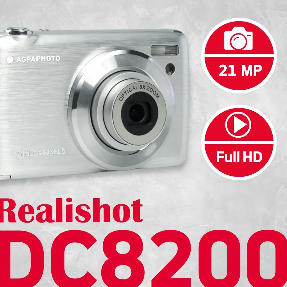 AGFAPHOTO Realishot DC8200 Argent + étui + carte SD 16 Go
