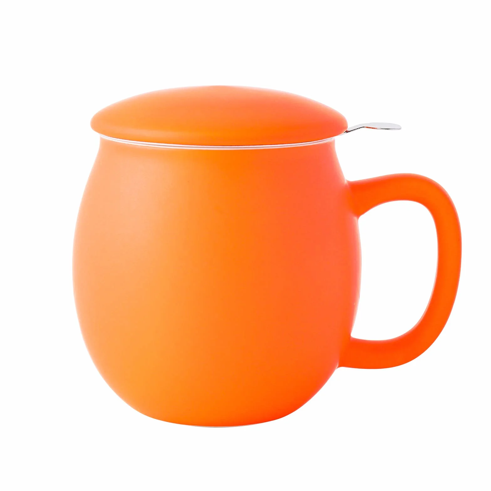 Yundu Filiżanka porcelanowa 360 ml z zaparzaczem i pokrywką, matowy pomarańczowy