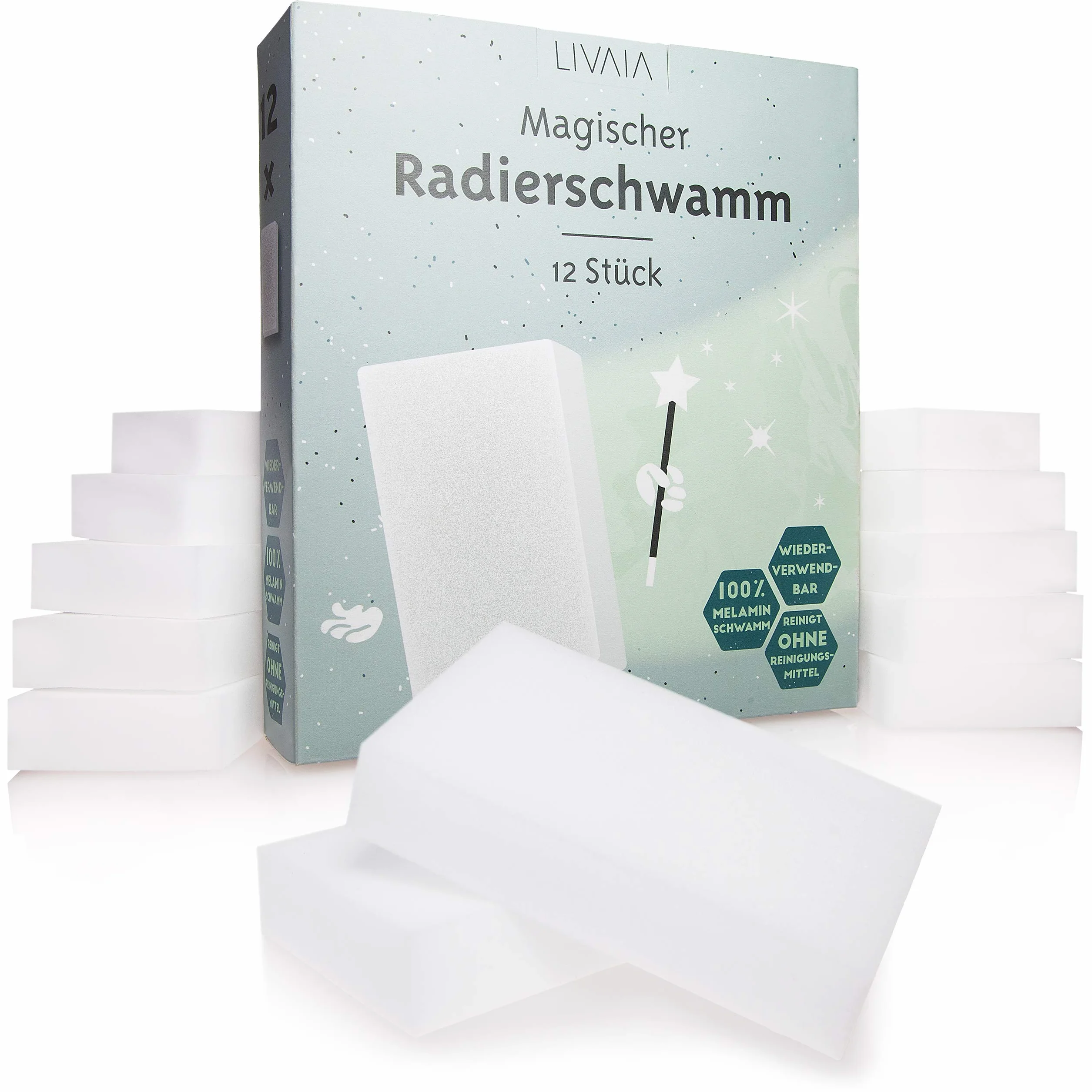Magiczna gąbka do ścierania do ścierania brudu: 12 x praktyczna gąbka do usuwania brudu, do wszystkich powierzchni, biała gąbka do tapet, podłóg, mebli – Magic Melamine gąbka – środek czyszczący do