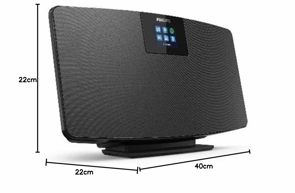 Philips M2805/10 radio internetowe, radio DAB+ (WiFi, wielokrotne Bluetooth, Spotify Connect, funkcja alarmu, dźwięk stereo, wyświetlacz TFT, smukły design), czarne – model 2020/2021