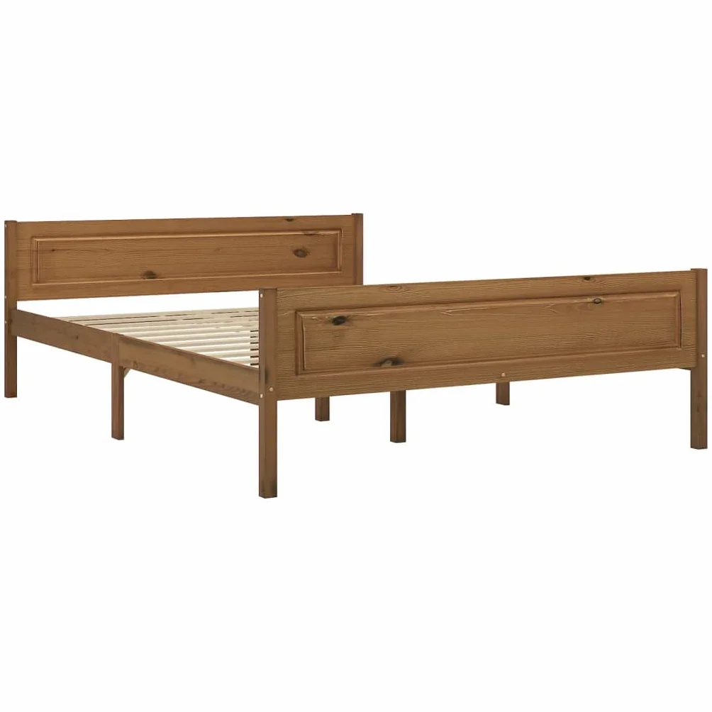 vidaXL Rama łóżka z litego drewna sosnowego, miodowy brąz, 120x200 cm