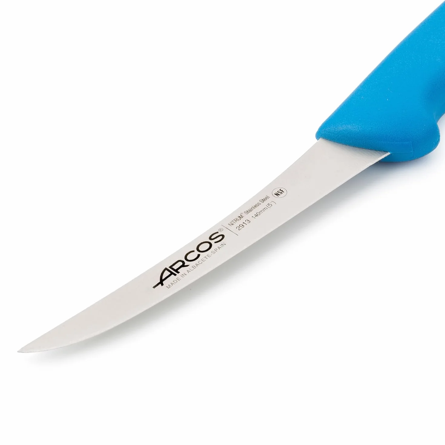 Arcos Nóż do odkostniania 15 cm Nitrum stal nierdzewna ostrze 140 mm profesjonalny nóż rzeźniczy ergonomiczny uchwyt polipropylenowy Seria 2900 niebieski