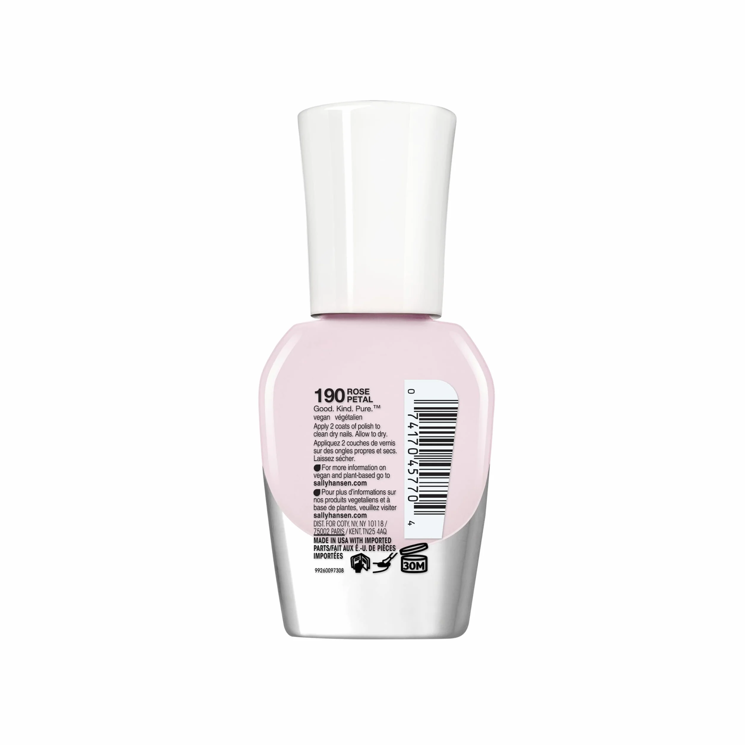 Sally Hansen Good. Kind. Pure. Color wegański, błyszczący lakier do paznokci z precyzyjnym pędzelkiem, nr 190 – Rose Petal