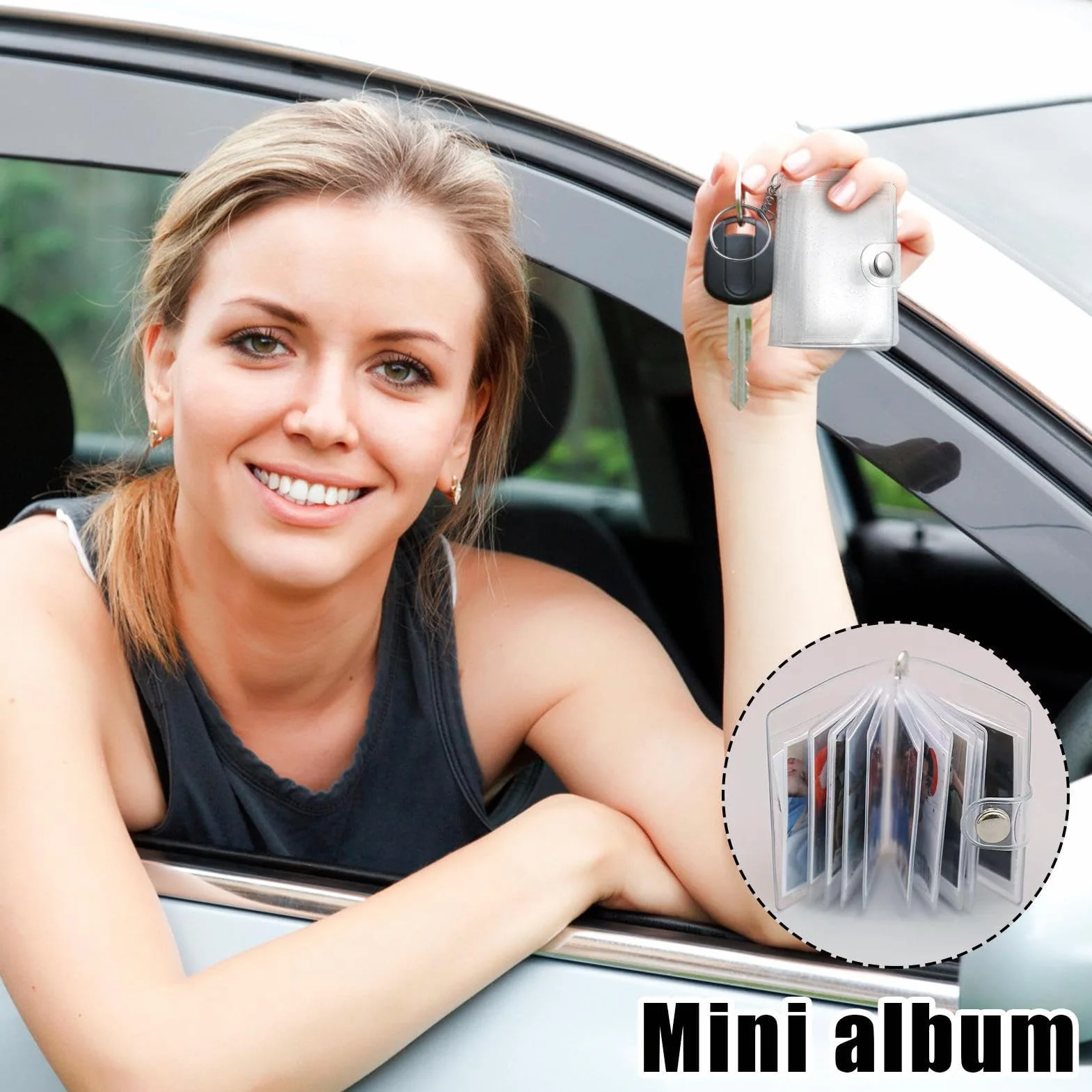 Przezroczysty mini brelok do zdjęć 24-kieszeniowy przenośny album na fotokartki