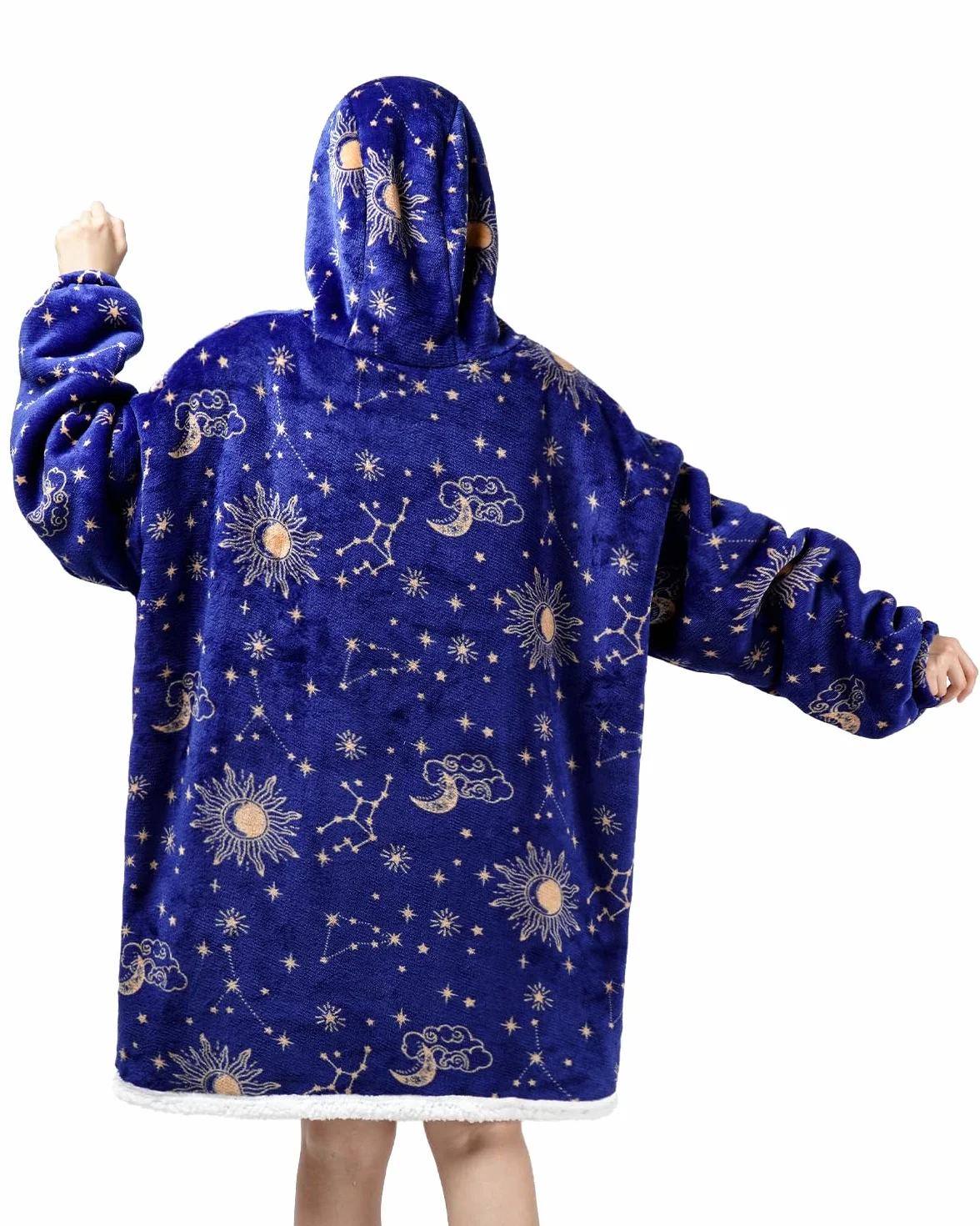 Wenlia Ponadwymiarowy koc z kapturem dla kobiet, gruby flanelowy koc sherpa z kieszenią na rękawy, miękka, przytulna bluza z kapturem z jednorożcem, jeden rozmiar pasuje dla wszystkich - prezent dla