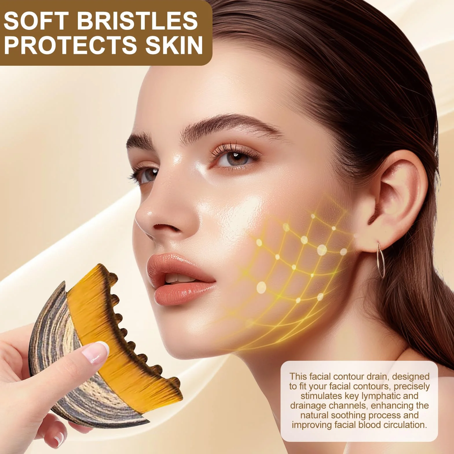 Szczotka do drenażu limfatycznego, drenaż limfatyczny, szczotka do masażu suchego, szczotka do masażu limfatycznego, do twarzy, rzeźbienia podbródka i szczęki