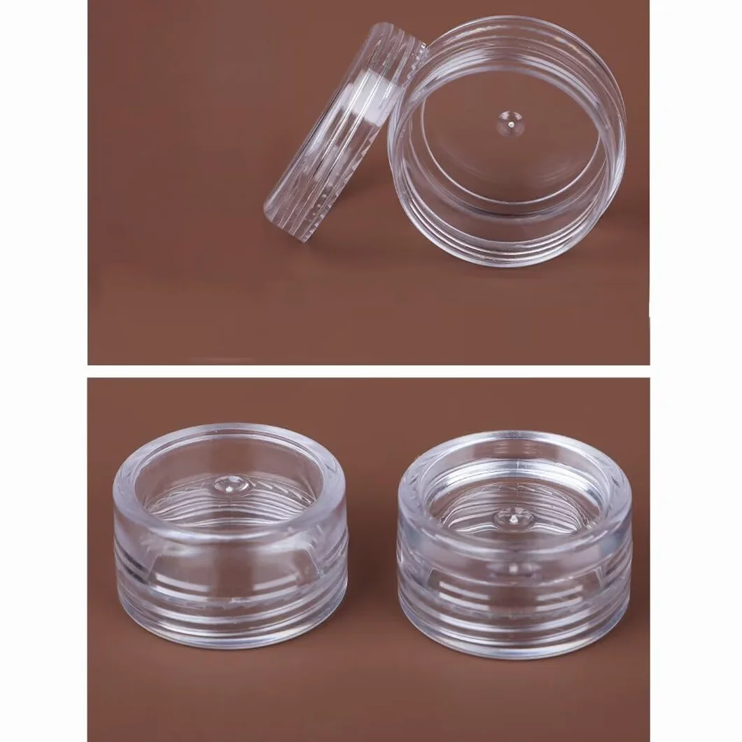 5 szt. słoików na kosmetyki przezroczyste plastikowe podróżne słoiki na próbki z mini łyżkami i naklejkami z etykietami (5 x 10 g)