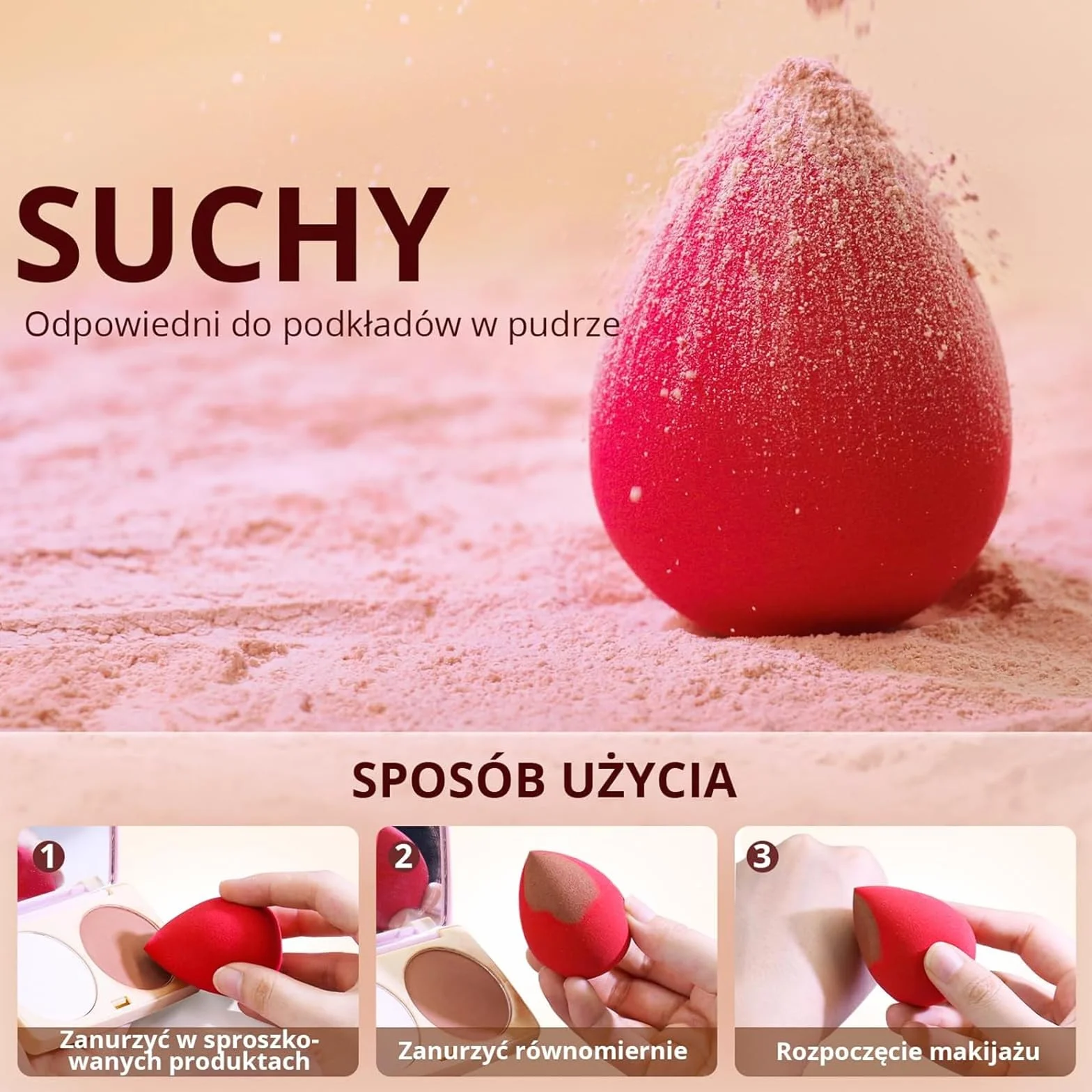 BEAKEY Beauty zestaw gąbek do makijażu, wielokolorowa gąbka do podkładu, idealna do płynów, kremów i pudru, 5 sztuk