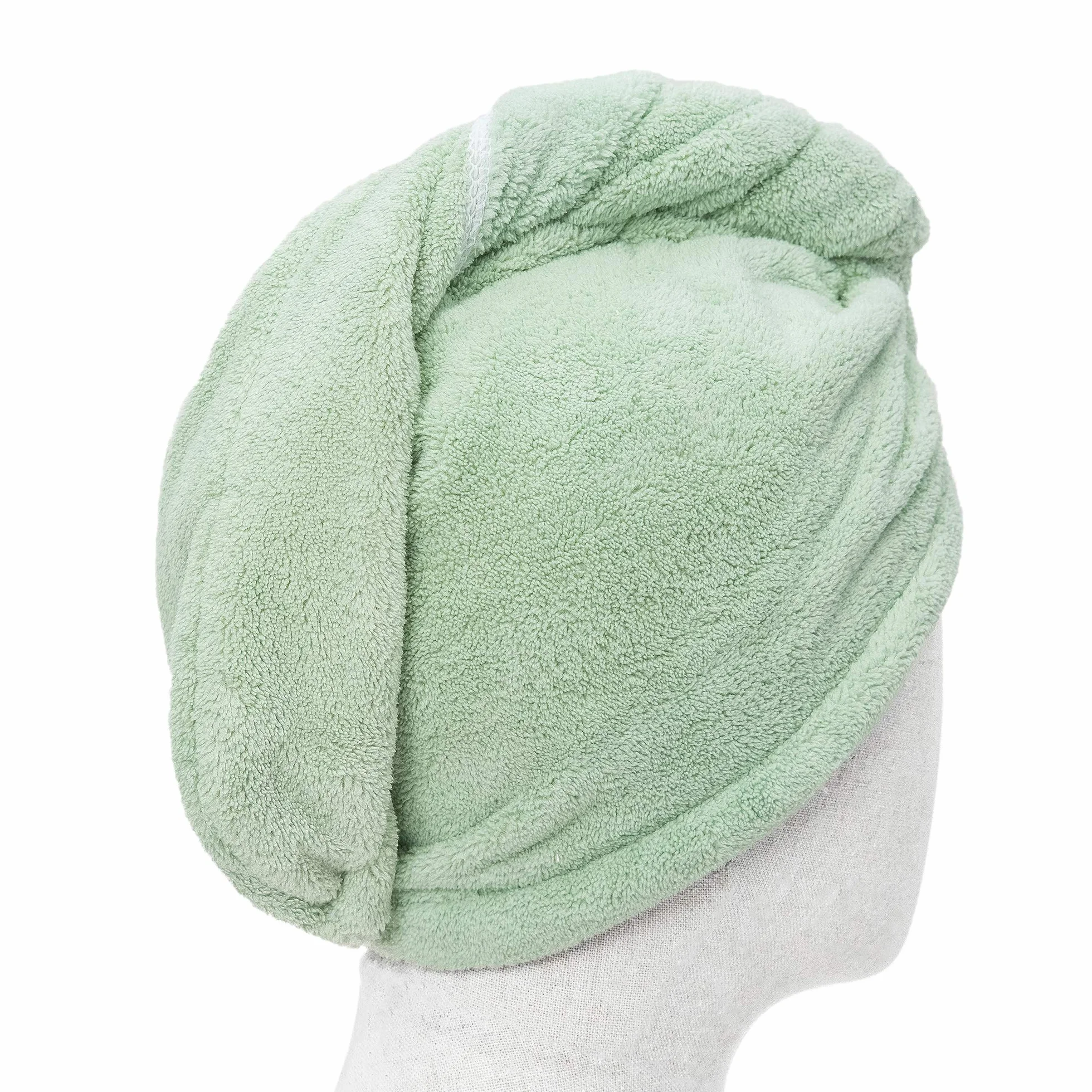 Turban Ręczniki do włosów, czepek z mikrofibry z kapturem, 25 × 70 cm Super chłonny kaptur do suchych włosów, szybkie suszenie do mokrych włosów, mięta