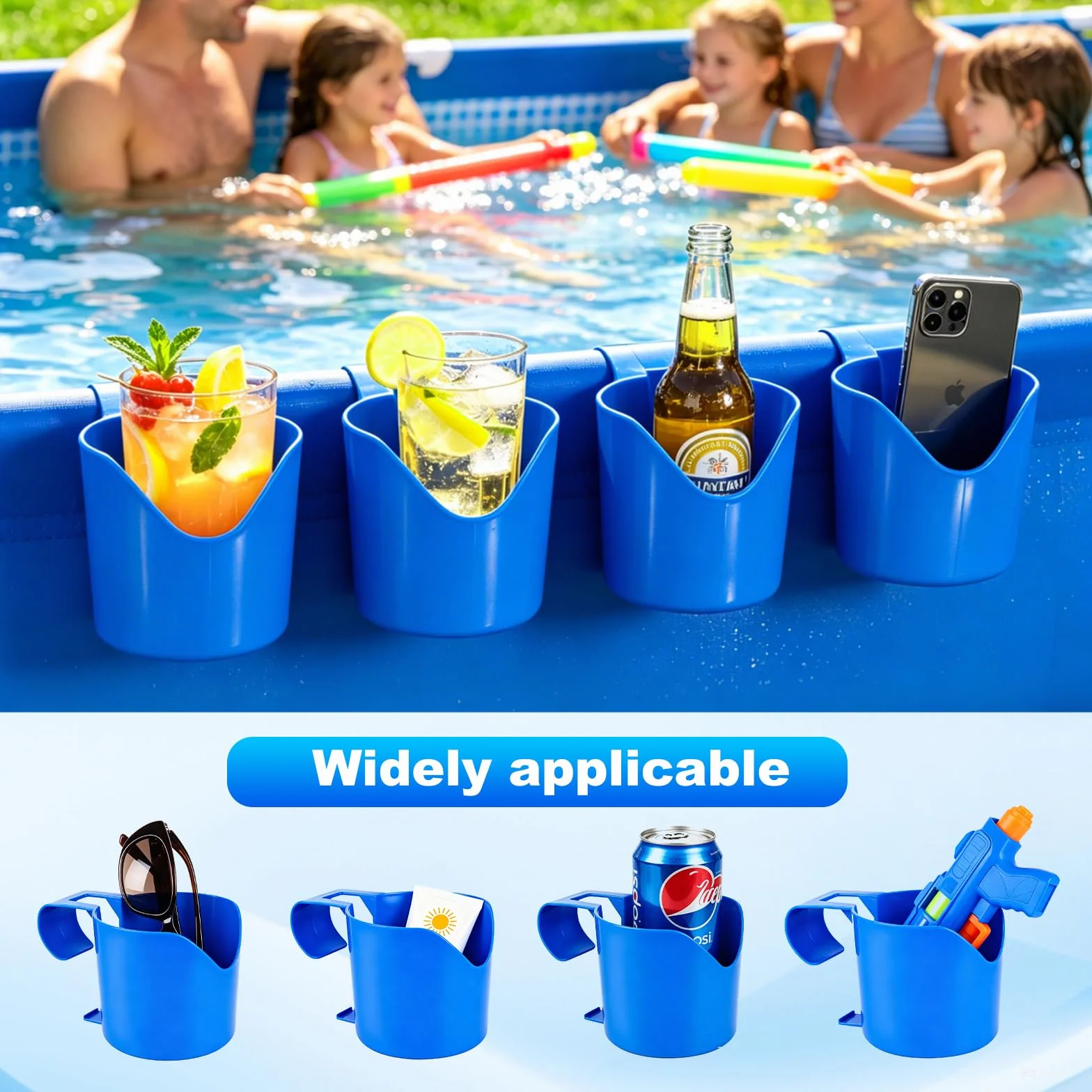 Uchwyty na napoje Poolside z tworzywa sztucznego, akcesoria basenowe
