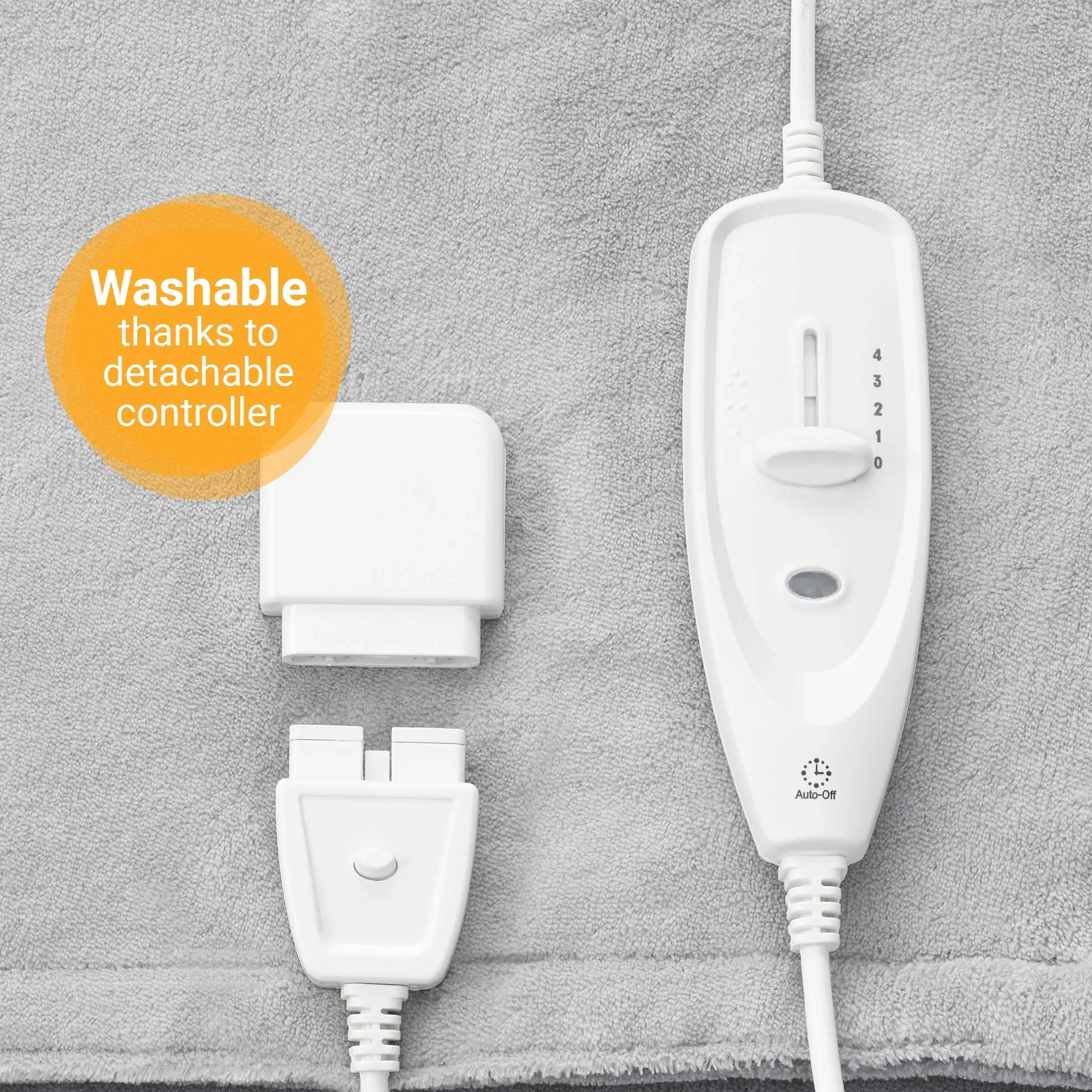 Medisana HDW Cuddly Heating Blanket, zmywalny, przytulny koc z automatycznym wyłączaniem, 4 ustawienia temperatury, 180 x 130 cm, dwukolorowy, odwracalny wygląd, szary - ciemnoszary