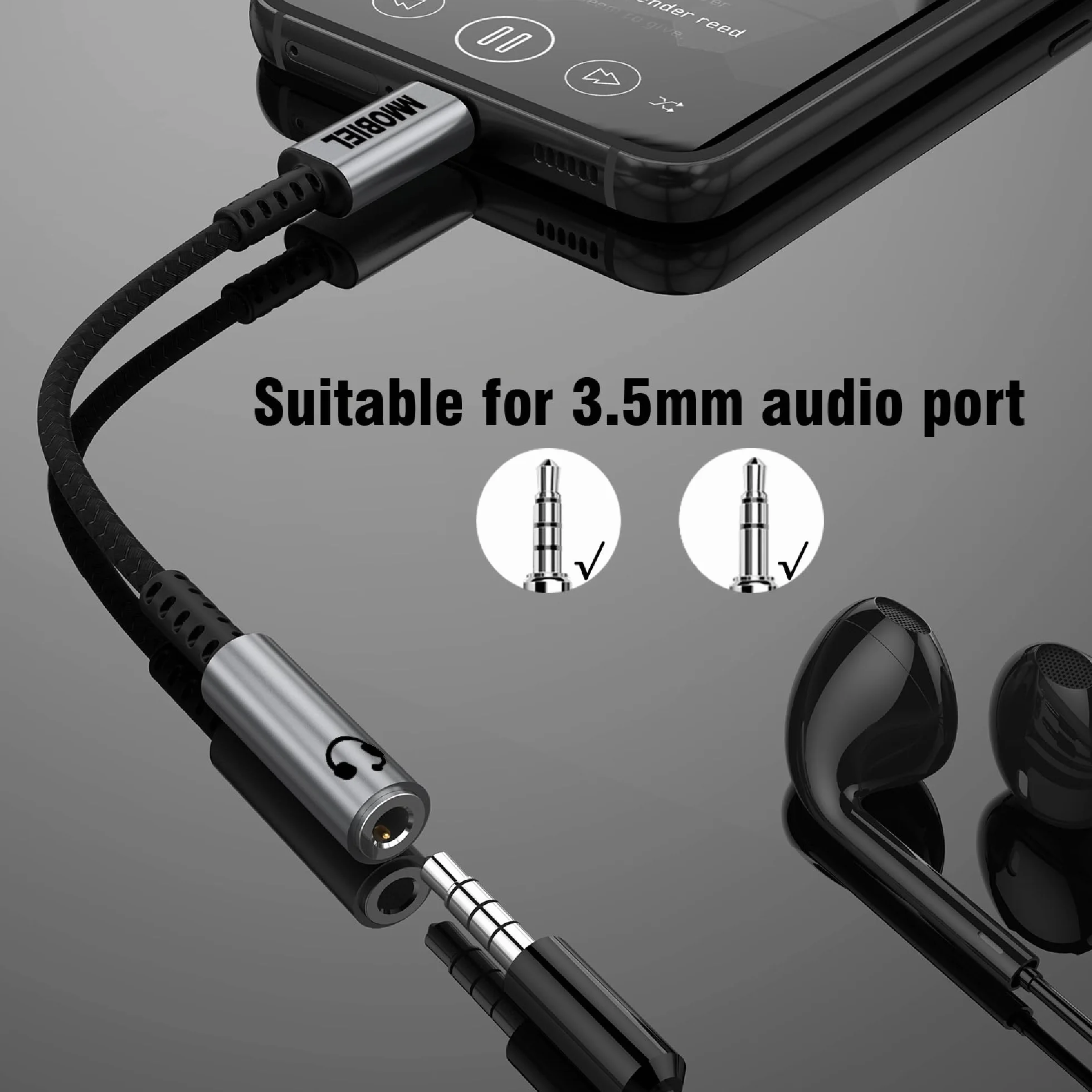 MMOBIEL USB-C na 3,5mm TRRS Gniazdo Słuchawkowe Jack-16Bit / 48Khz-USB-C na AUX Przewód Adaptera Kompatybilny z Samsung Galaxy S26/S25, iPad, MacBook, iPhone 17 16 15, Pixel 8 i Nie Tylko - Aluminium
