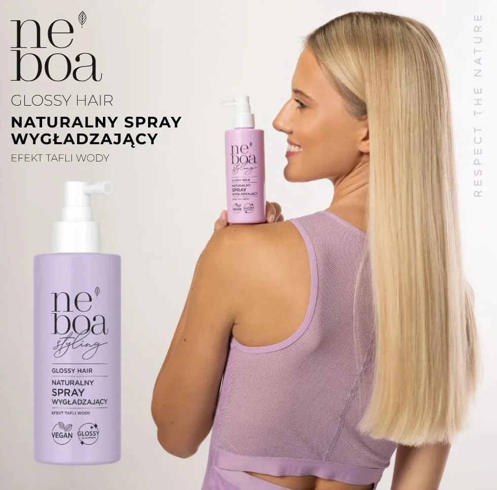 Neboa Spray Wygładzający do Włosów, Efekt Tafli Wody, Wegański, Nadaje Połysk i Gładkość