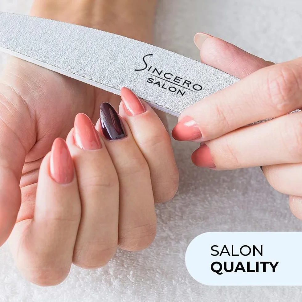 Sincero Salon – Mocne pilniki do paznokci – Zestaw o różnych gradacjach – Wysokiej jakości - Pilniki do paznokci żelowych naturalnych – Akcesoria do paznokci – Dwustronne – 10 sztuk