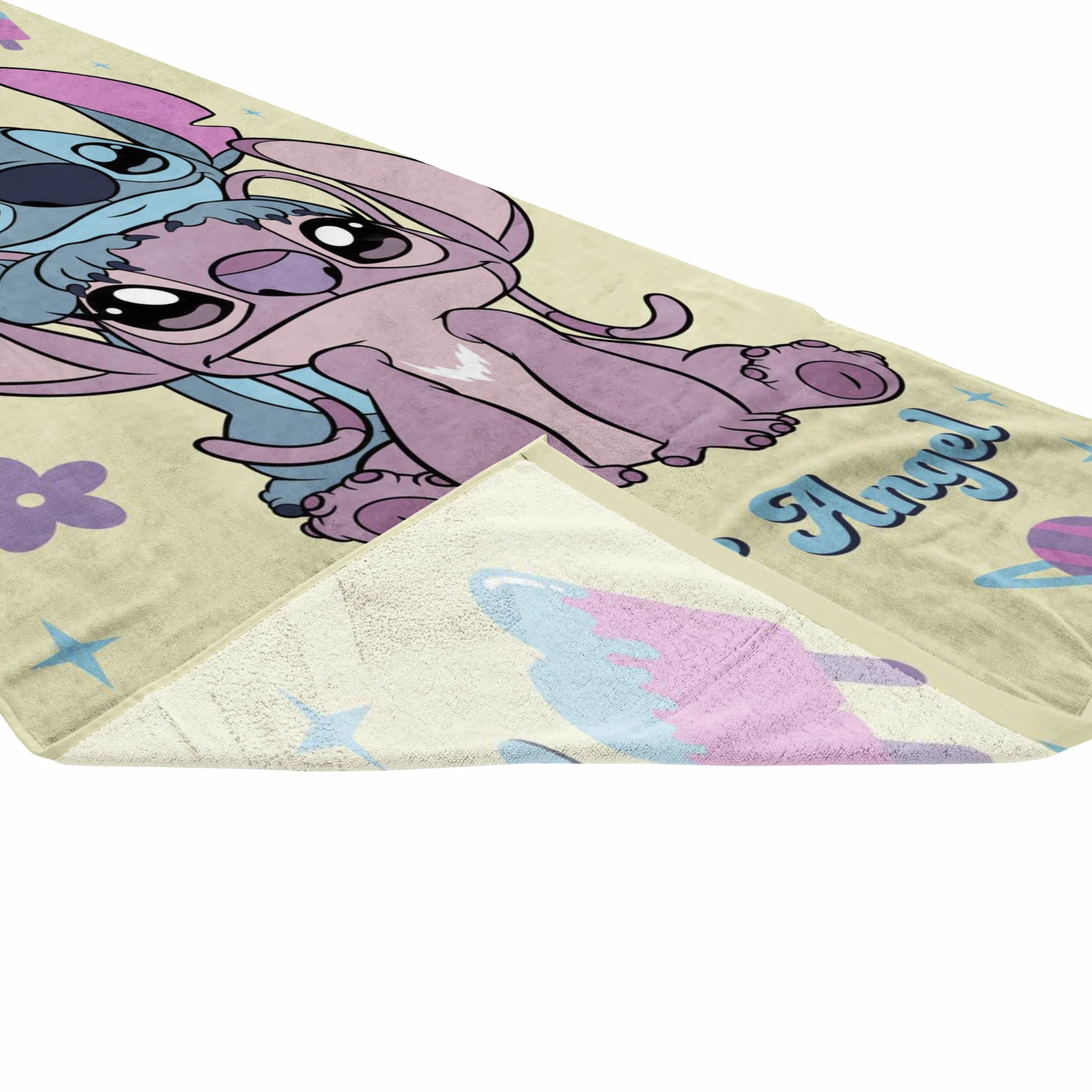 Jay Franco Disney Lilo i Stitch ręcznik plażowy 100% bawełniany 71x147 cm miękki ręcznik kąpielowy żółty