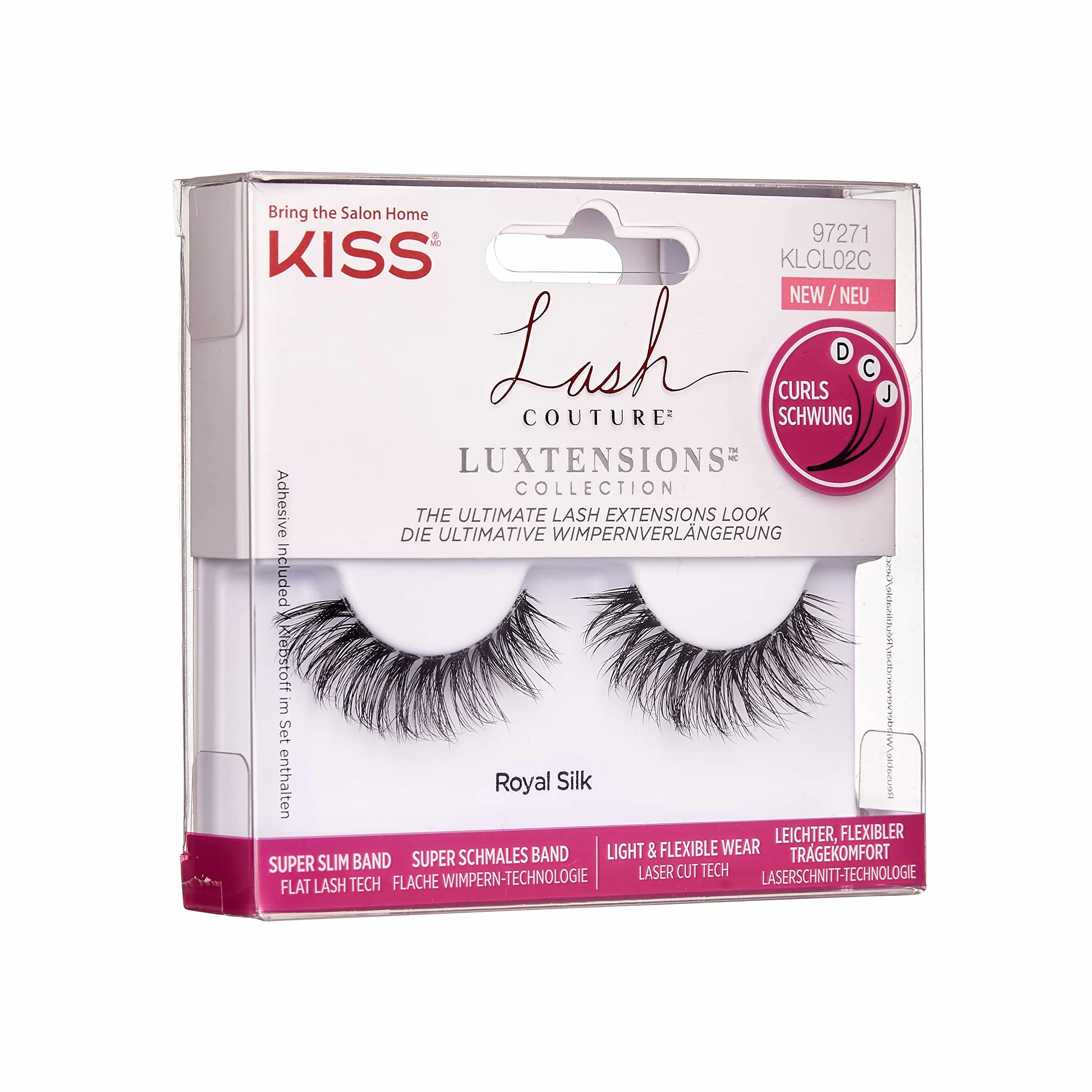 KISS sztuczne rzęsy Lash Couture LuXtensions -Royal Silk, 1 para rzęs, 1 klej 1g