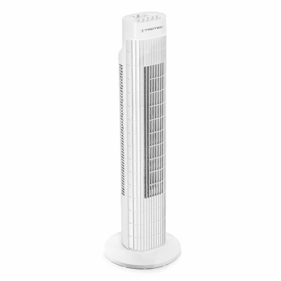 TROTEC TVE 30 T Wentylator wieżowy moc 45 W wzornictwo kolumnowe 3 stopnie prędkości automatyczna oscylacja o 60° z timerem i energooszczędny