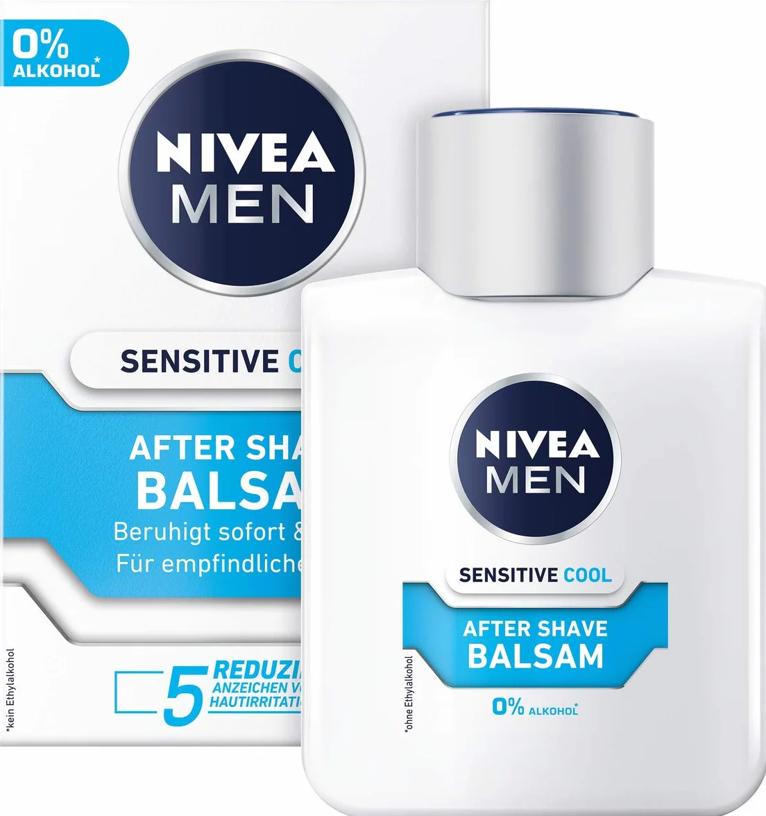 NIVEA MEN Sensitive Cool After Shave Balsam (100 ml), uspokajający balsam po goleniu, pielęgnacja skóry po goleniu z rumiankiem i witaminą E