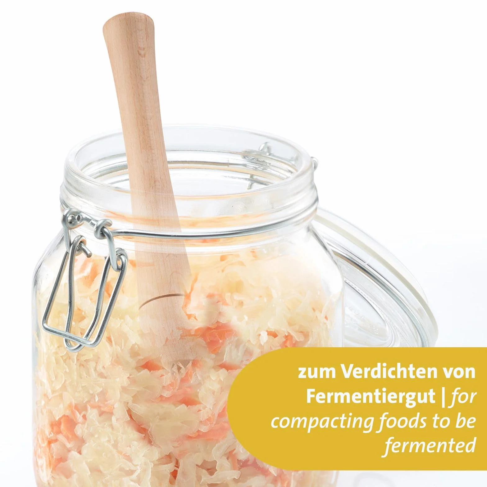 Westmark Ubijak do fermentacji – solidny ręczny ubijak, idealny do kimchi, kiszonej kapusty i fermentacji różnych produktów spożywczych, łatwy w użyciu – drewno bukowe