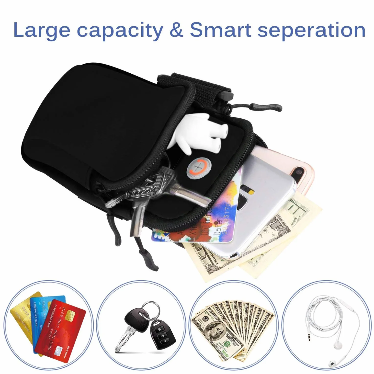 Sportowa opaska na ramię uniwersalna torba na ramię do 7,0", iPhone 14 13 Pro 12 11 XS Max X 8 7Plus, Galaxy S22 S21 Plus S10E S9 Huawei Xiaomi