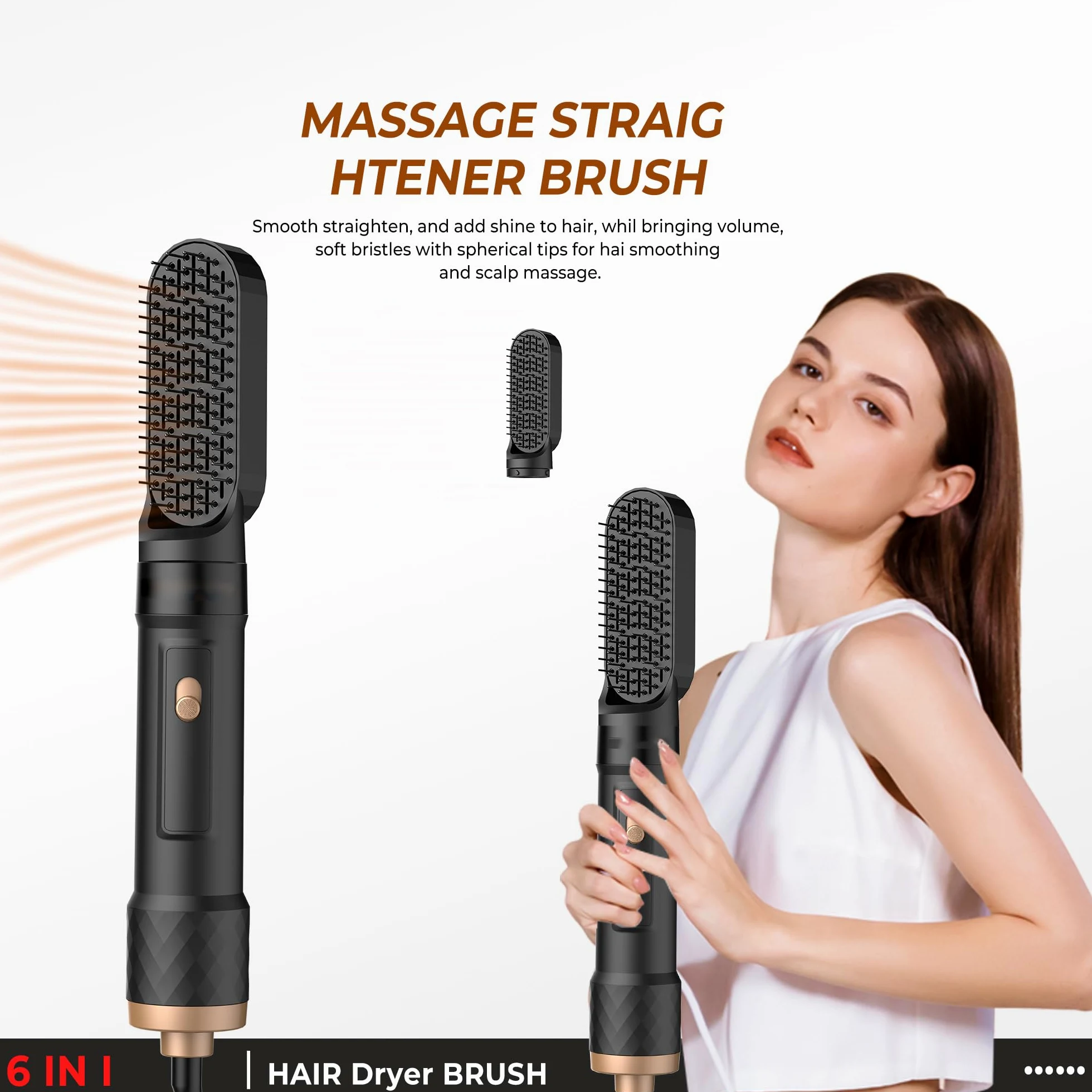 Hairstyler 6 w 1 Air Styler, 1000 W, okrągła suszarka do włosów, do stylizacji i suszenia z lokówką powietrzną, okrągłą suszarką do włosów, szczotką do suszarki, szczotką z ciepłym powietrzem