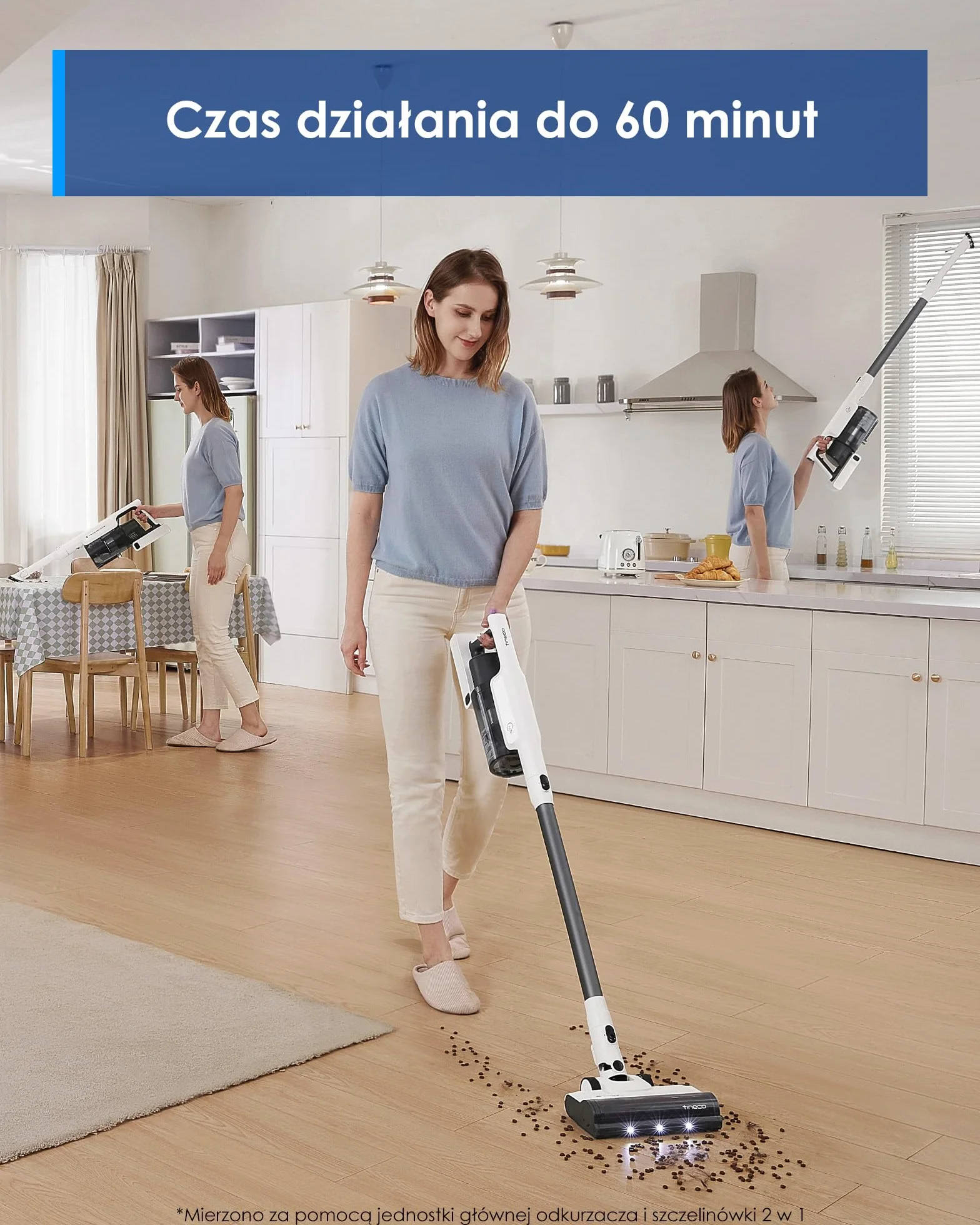 Tineco A30S draadloze steelstofzuiger, 160 W zuigkracht, 60 minuten looptijd, 1 liter grotere vuilnisbak, ZeroTangle-borstel, Tineco PureCyclone Tech, LED-koplamp