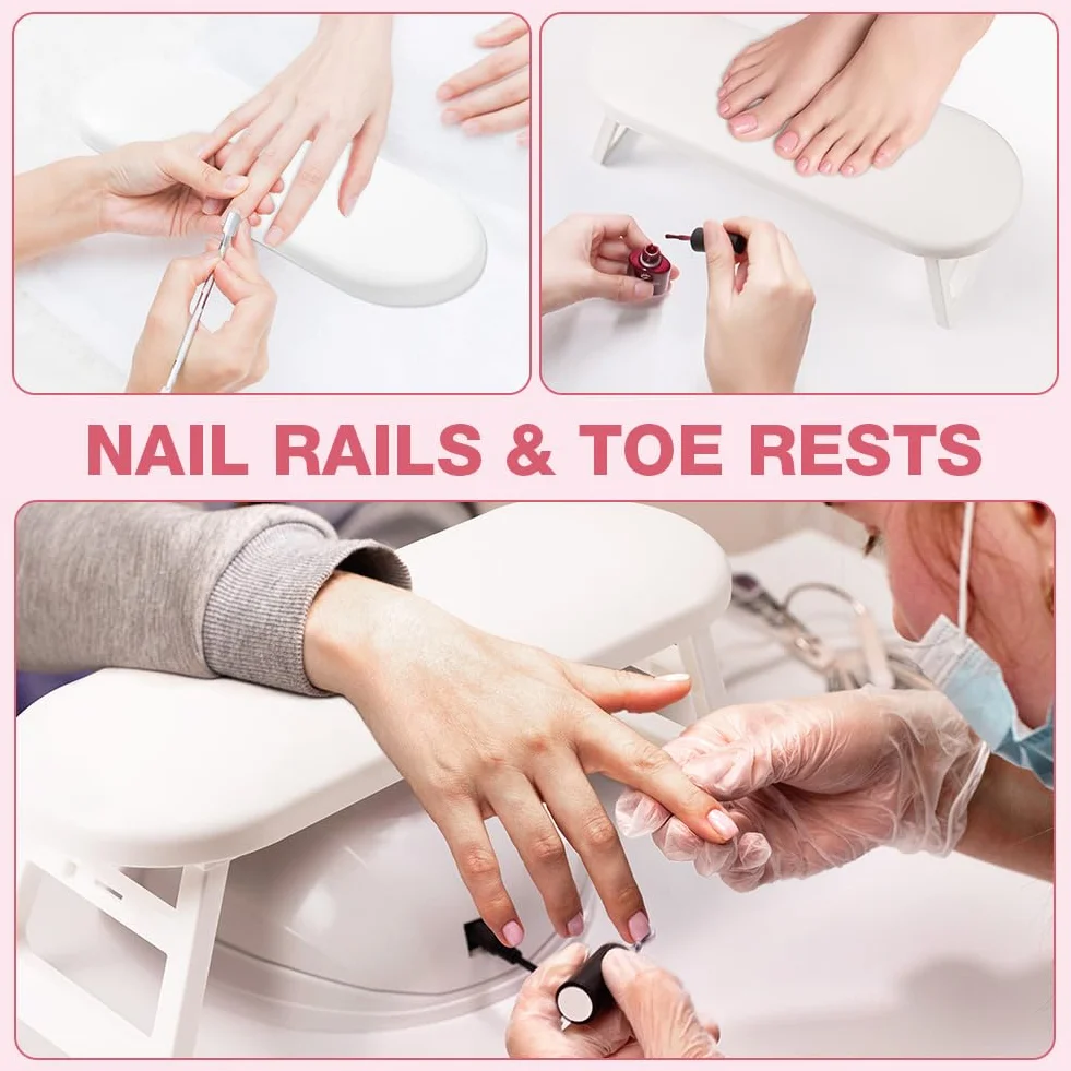 HOTUT Nail Arm Rest poduszka pod rękę, biała poduszka do manicure poduszka na paznokcie podłokietnik do paznokci, składany stojak na rękę dla technika paznokci, antypoślizgowy miękki skórzany stojak