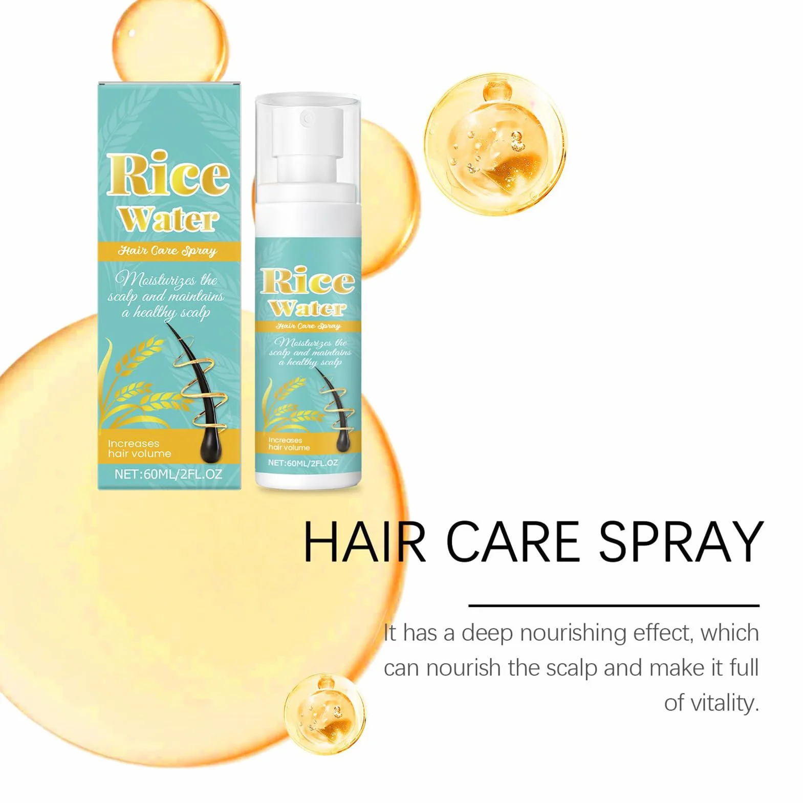 Hair Helper Spray | 60 ml odżywczy spray do zagęszczania włosów | produkty kosmetyczne do pielęgnacji skóry głowy, codzienna stylizacja, do salonu fryzjerskiego, na specjalne okazje, zastosowanie w