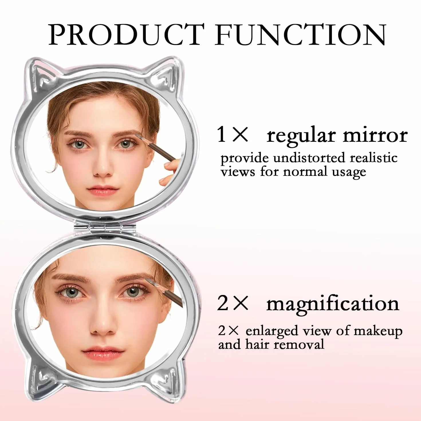 Miroir Maquillage Poche - Mini Pliable Grossissant, 7 x 7,5 cm, Łatwy Transport. Meilleurs Cadeaux Do Garçons Et Filles (Różowy)