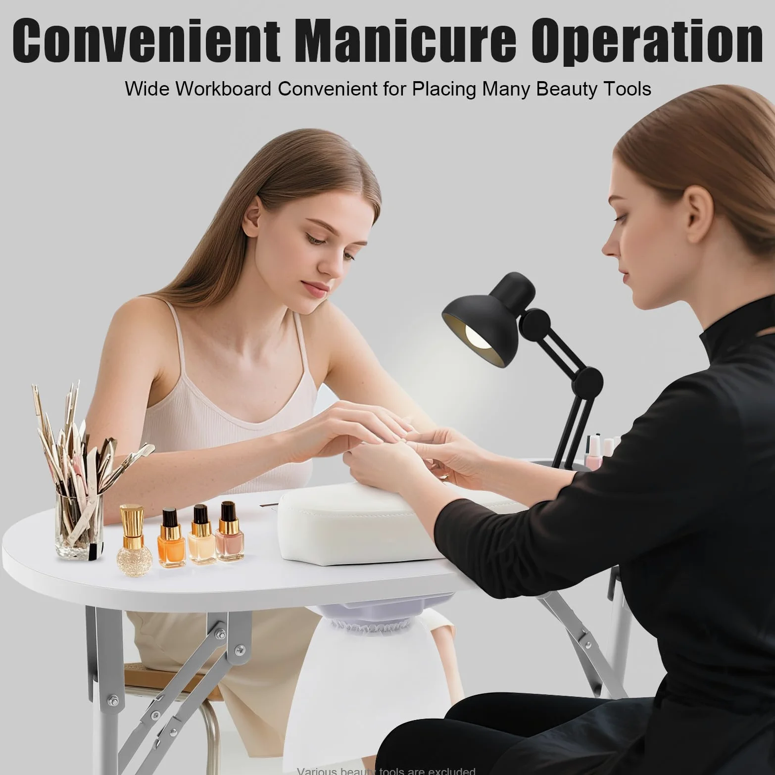 Stół do manicure, składany, 5,5 W, stół do paznokci z odsysaniem, 90 x 40 x 72,5 cm, mobilny odkurzacz do paznokci z 3 workami do odkurzacza i torbą do przenoszenia do salonów paznokci (biały)
