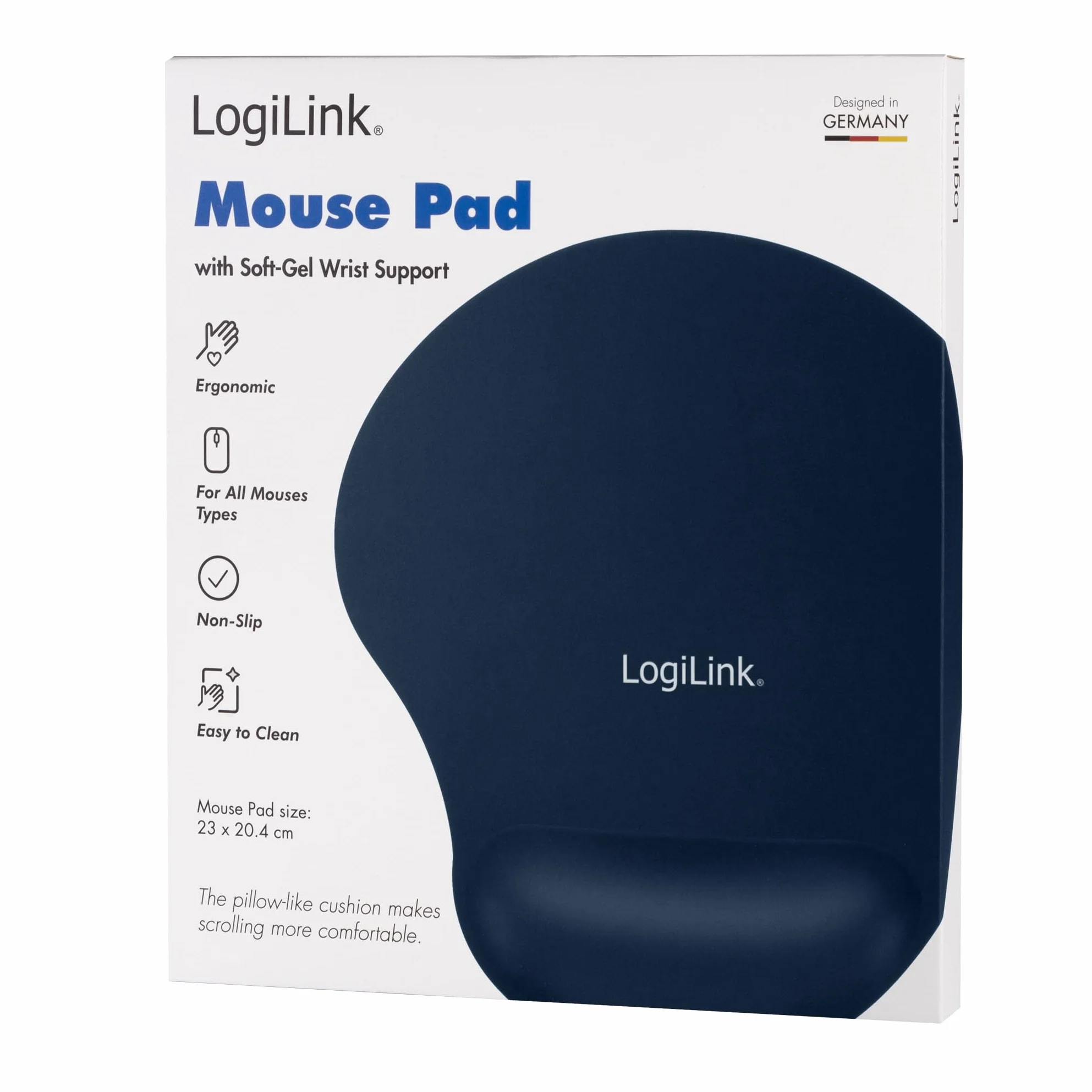 LogiLink Podkładka pod mysz z żelową podpórką pod nadgarstek - niebieska