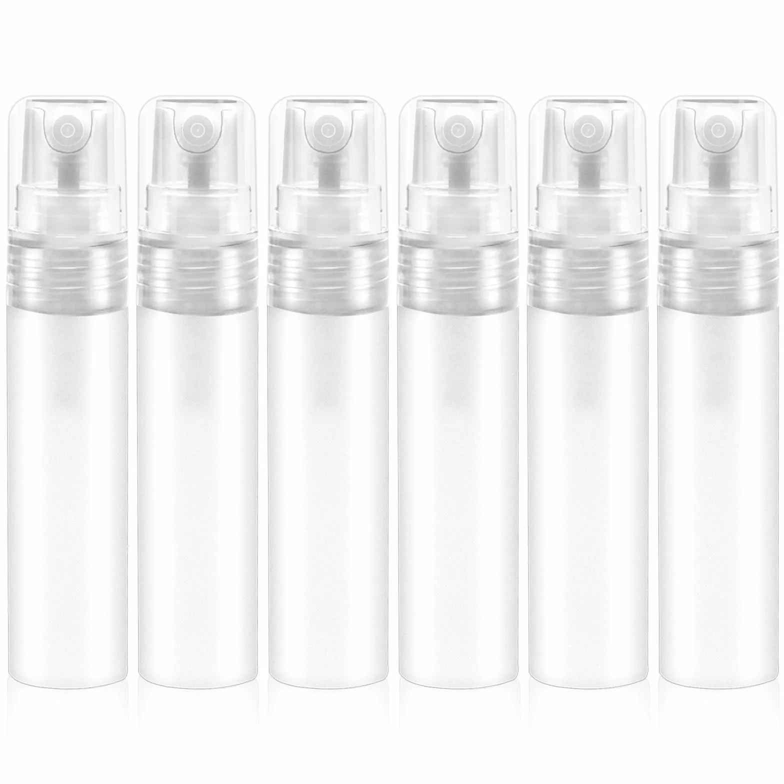 Mozeat Lens 6 sztuk mini butelek z atomizerem do perfum, 5ml, wielokrotnego napełniania, puste butelki z rozpylaczem, pojemnik do podróży, plastikowa pompka do zapachów, przenośna butelka z atomizerem