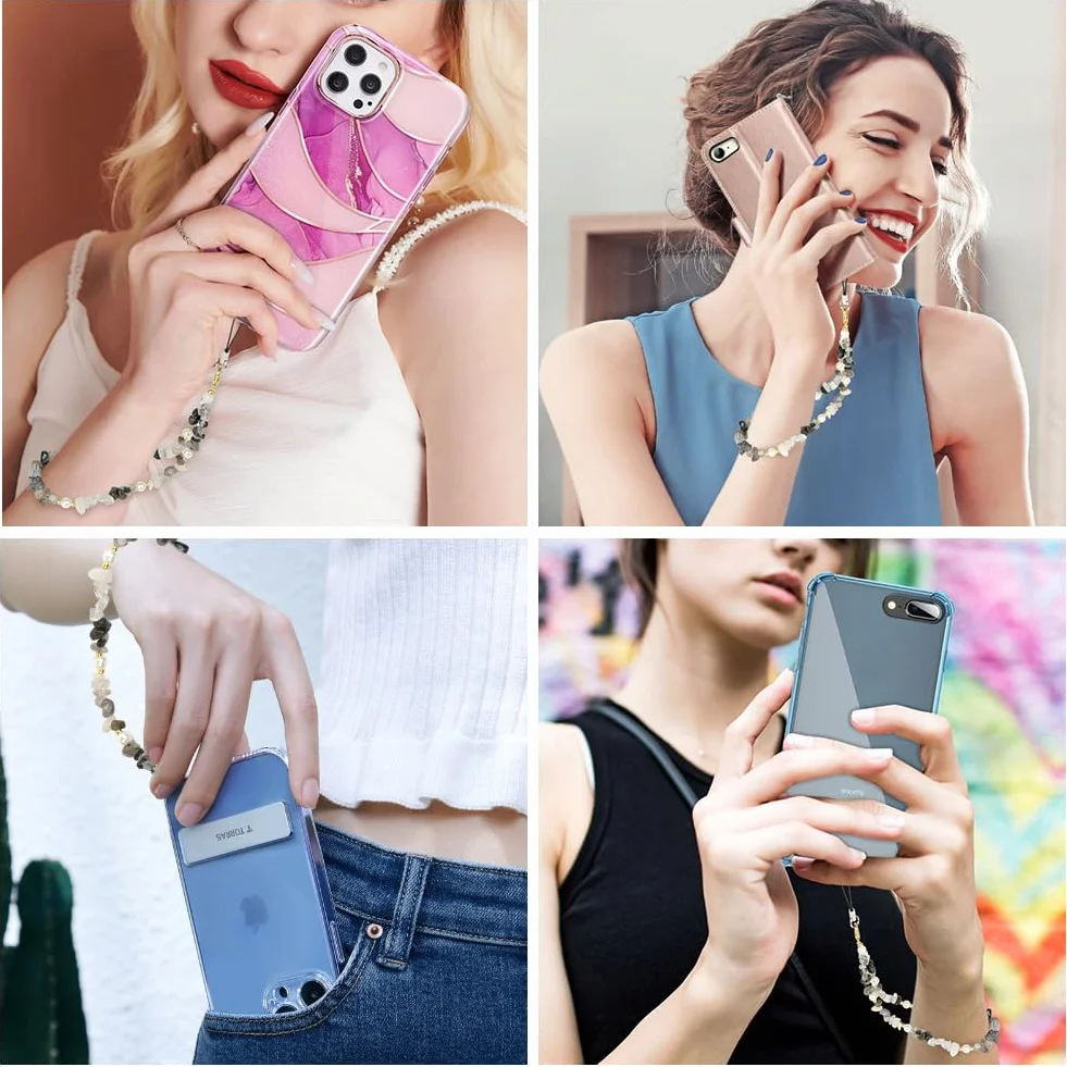 OFFCUP Bransoletka do telefonu z koralikami, smycz do telefonu, D, Kryształ