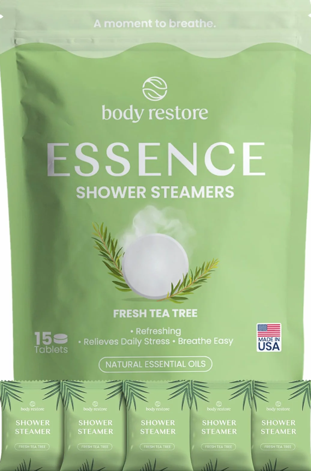 Body Restore Parowary pod prysznic, aromaterapia, 15 sztuk, relaksujące prezenty urodzinowe dla kobiet i mężczyzn, niezbędne akcesoria podróżne, ulga w stresie i samoopiece - Essence