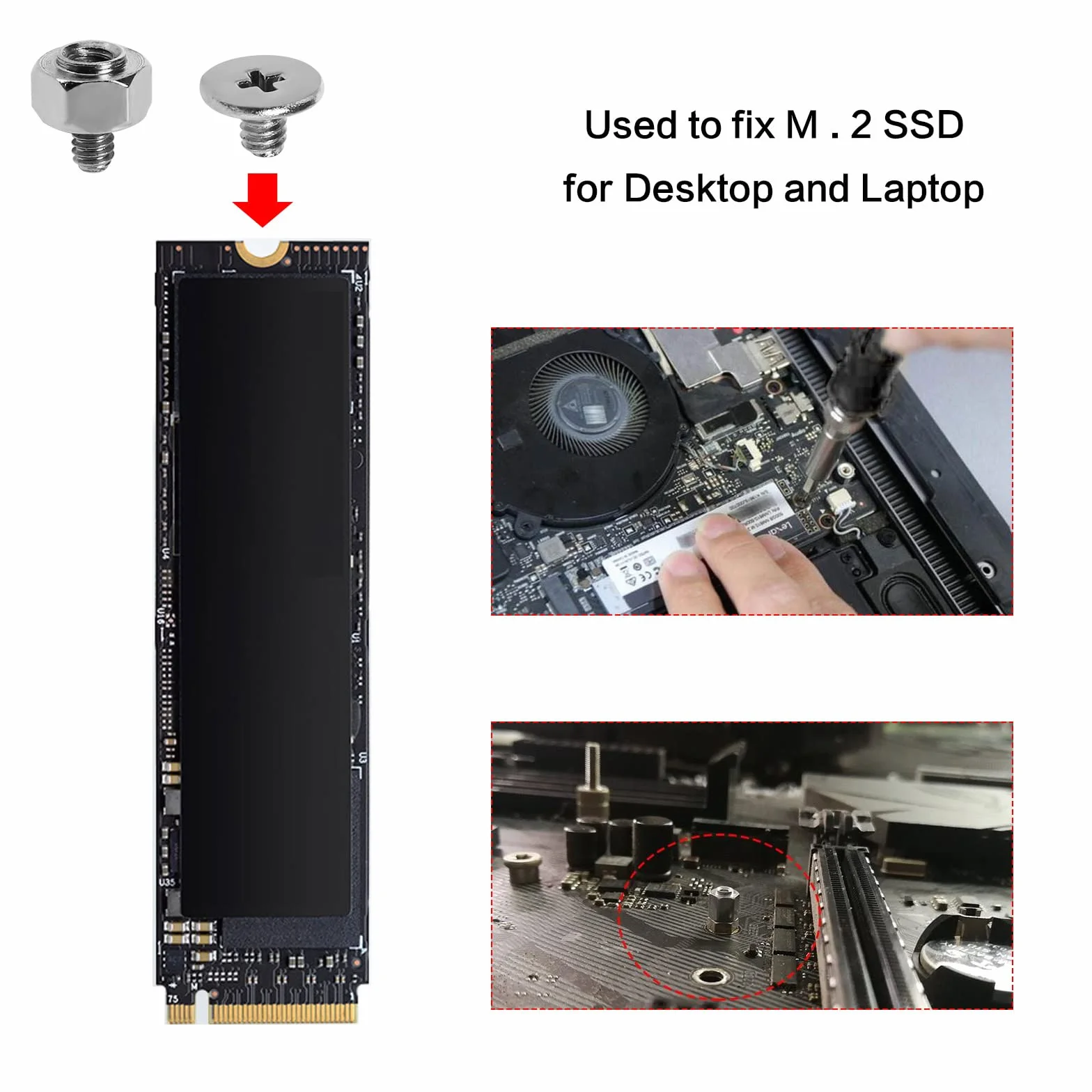 Zestaw montażowy śrub M.2 SSD NVMe do płyt głównych PC kompatybilny z płytami głównymi ASUS, ze śrubami i śrubokrętem, części komputerowe