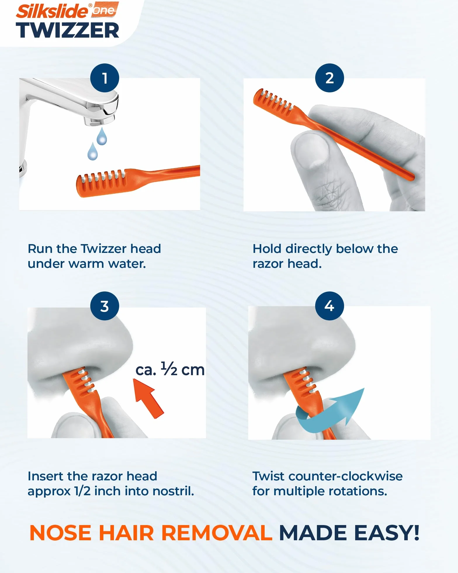 Silkslide® One TWIZZER – trymer do włosów w nosie dla mężczyzn i kobiet, kompaktowe etui podróżne, skręcanie i przycinanie, usuwanie owłosienia z nosa, japońskie ostrza premium, bez prądu i baterii