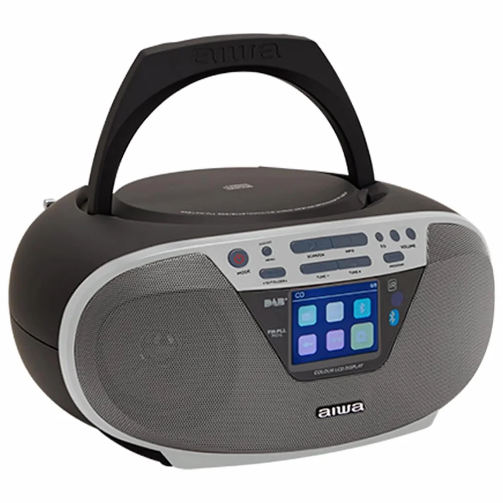 Aiwa BBTU-500DAB/SL - Przenośne radio CD Dab+ z kolorowym ekranem 2.4". Bluetooth 5.0, USB, CD/CDR/RW/MP3, Dab+. Kolor: srebrny