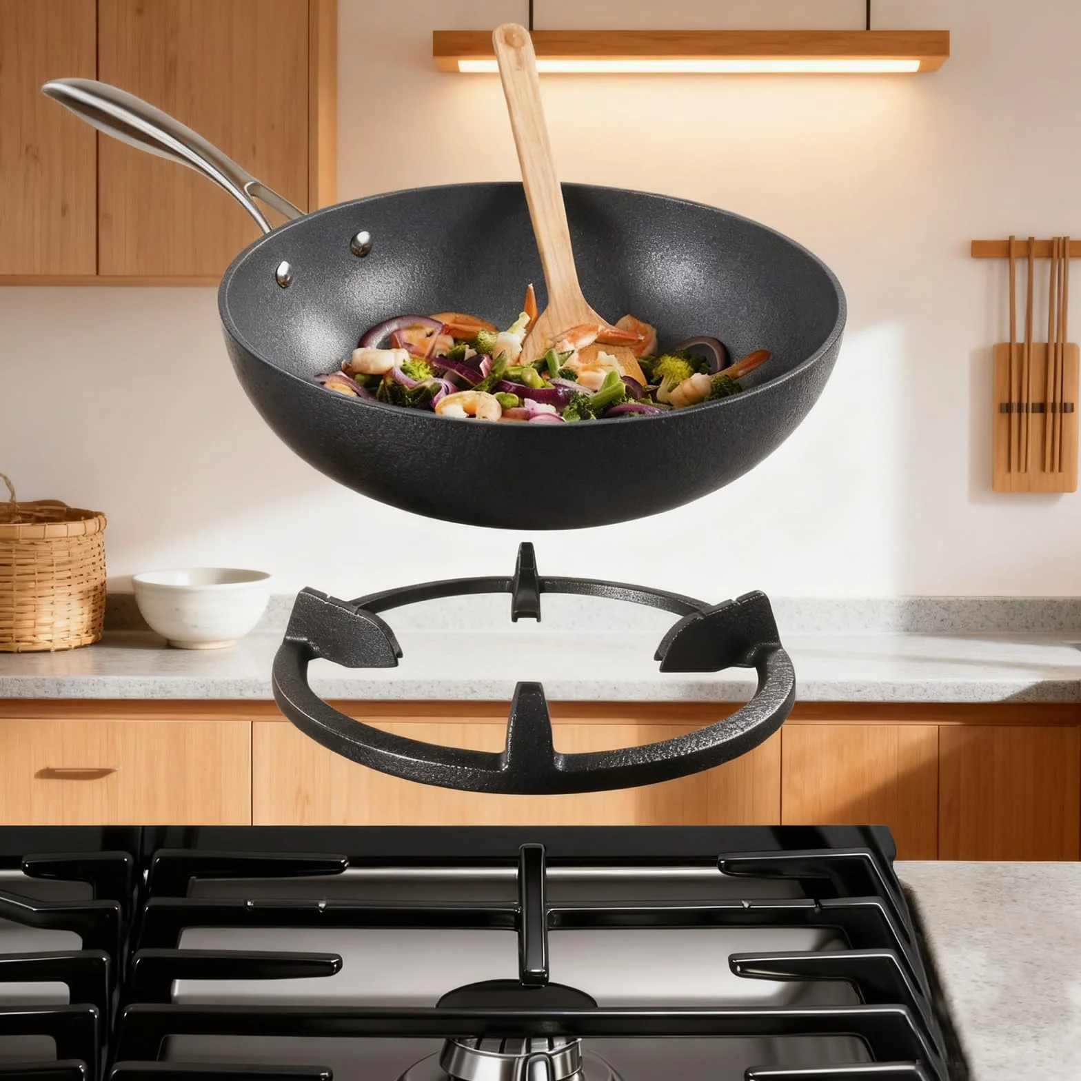 Żeliwny pierścień nośny do woka 24 cm do kuchni Samsung GE Frigidaire Whirlpool KitchenAid
