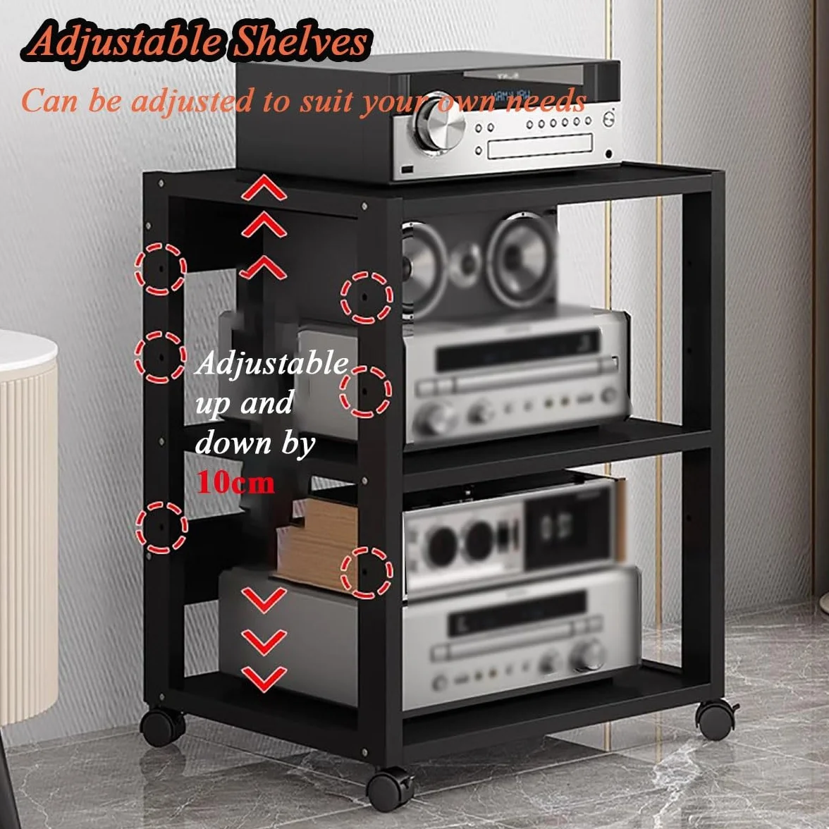 7-poziomowa Wieża Z Regałem Audio-wideo O Wysokości 131 Cm/szafka Na Telewizor Stereo, Półki Na Głośniki, Stojak Na Konsolę Do Gier, Odbiornik DVD, Odtwarzacz CD, Narożne Centrum Rozrywki(Red)