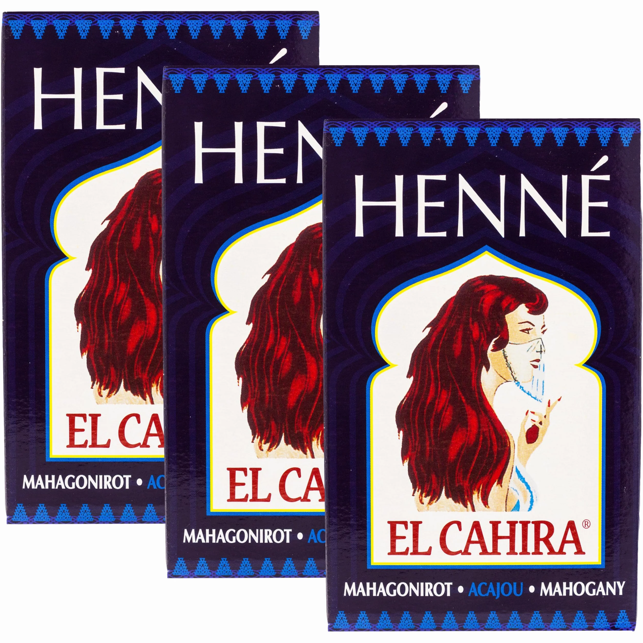 El Cahira - henna mahoń czerwony - mahoń - Acajou 3 szt. (3 x 90 g)