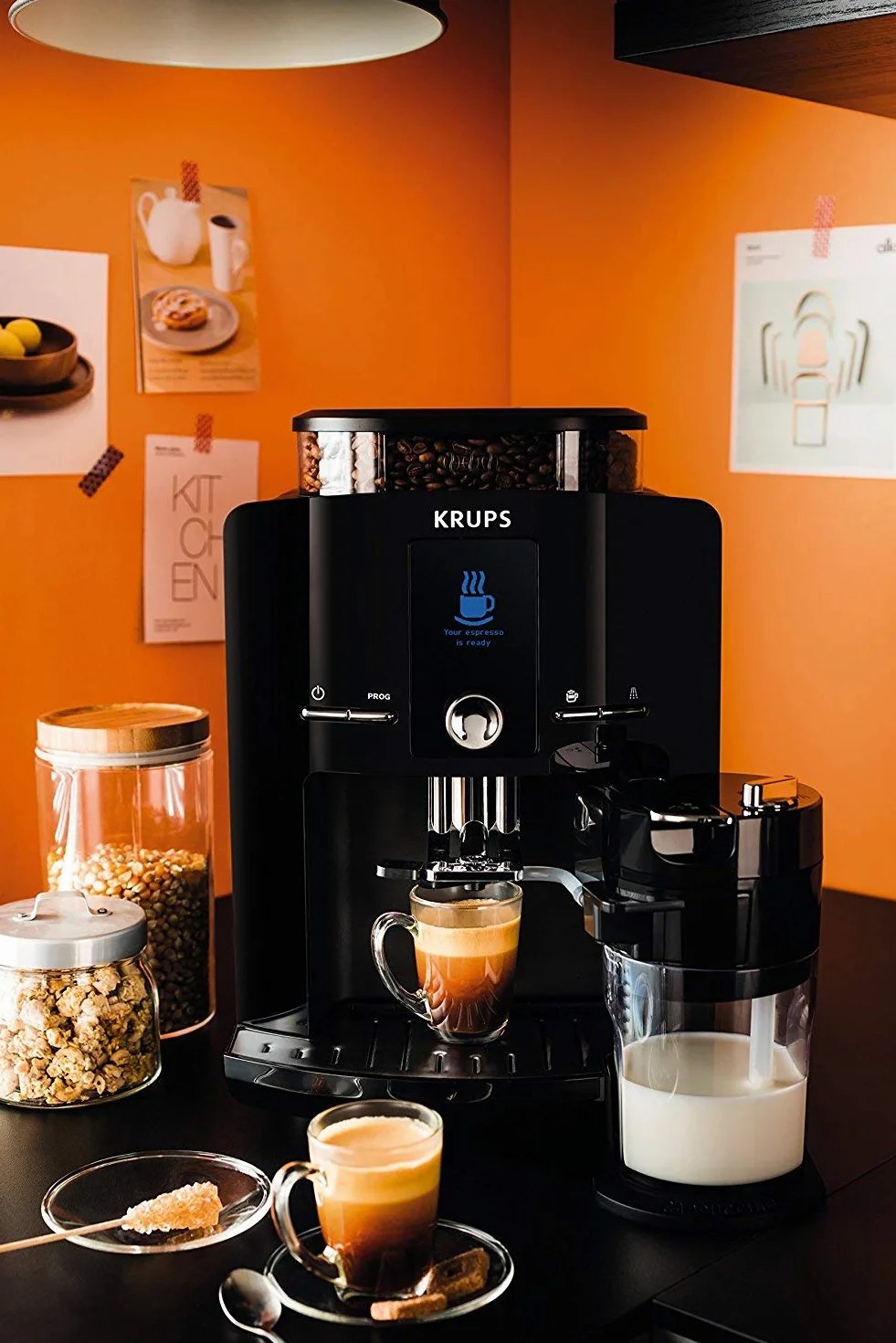 KRUPS EA8298 automatyczny ekspres do kawy Latt'Espress z funkcją One-Touch | 1,7 l | 15 bar | wyświetlacz LC | Cappuccinatore | czarny